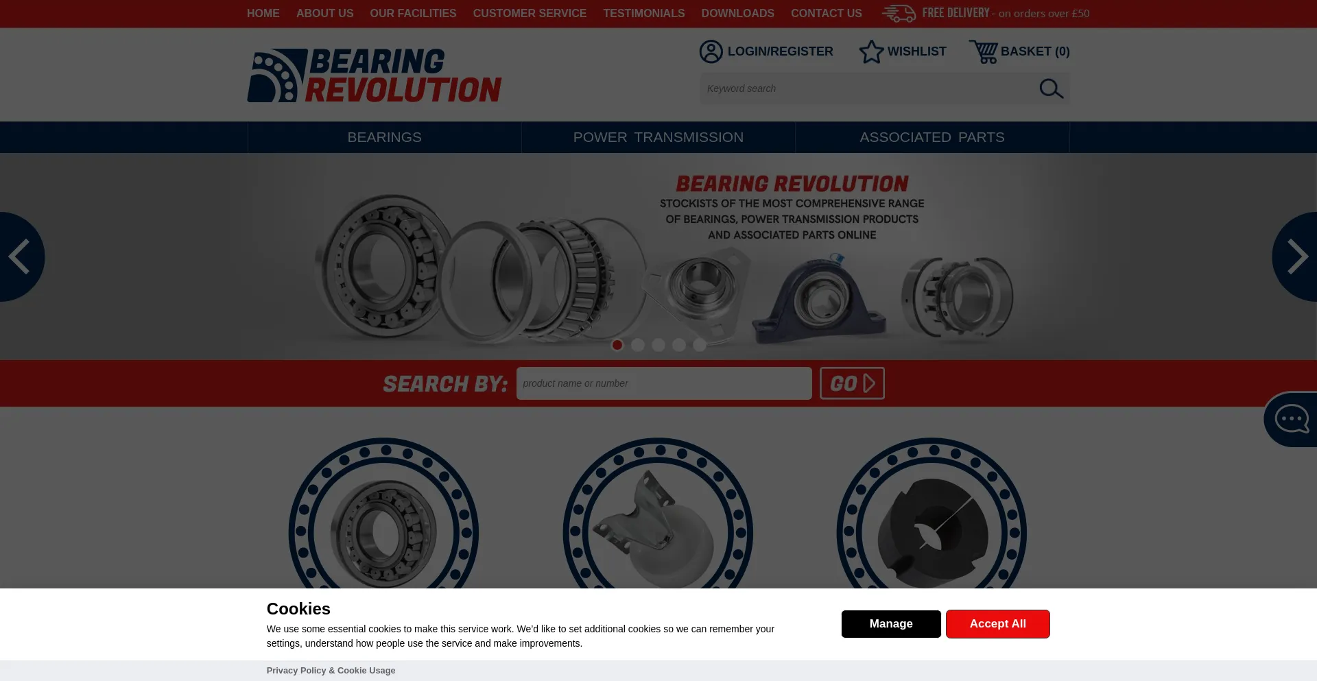 Website screenshot of Bearingrevolution.co.uk