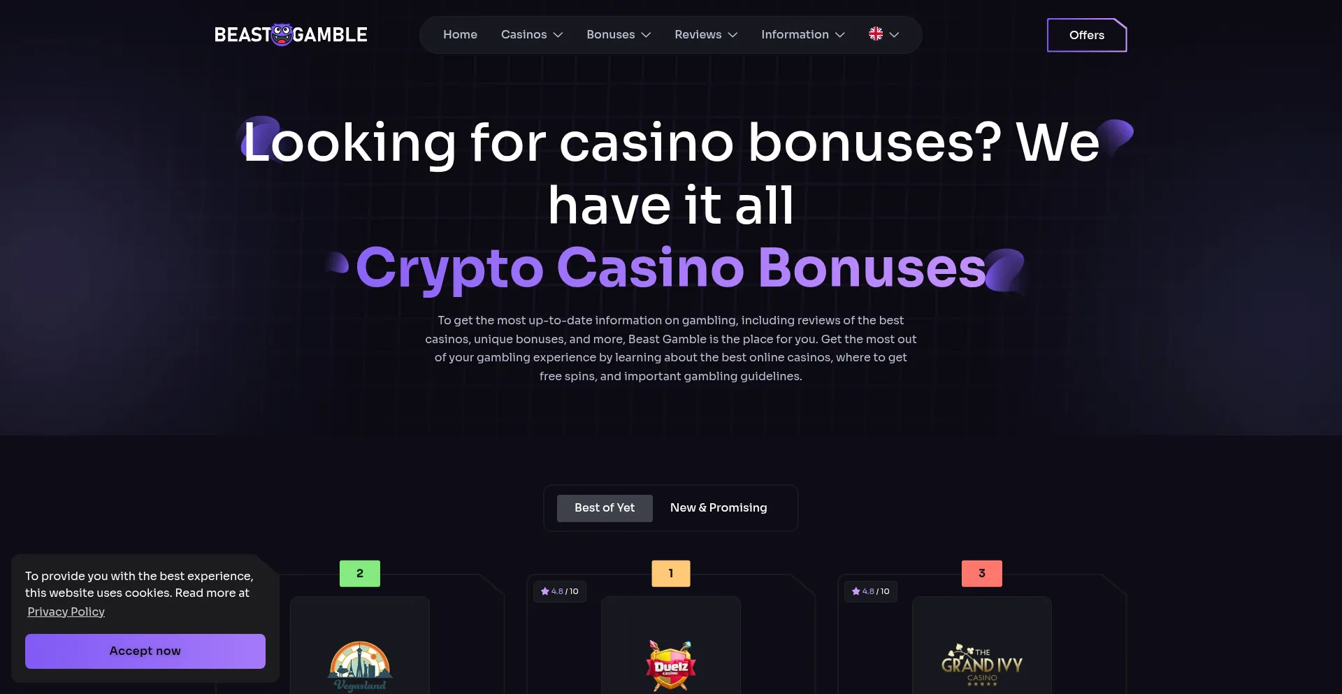 Website screenshot of Beastgamble.com