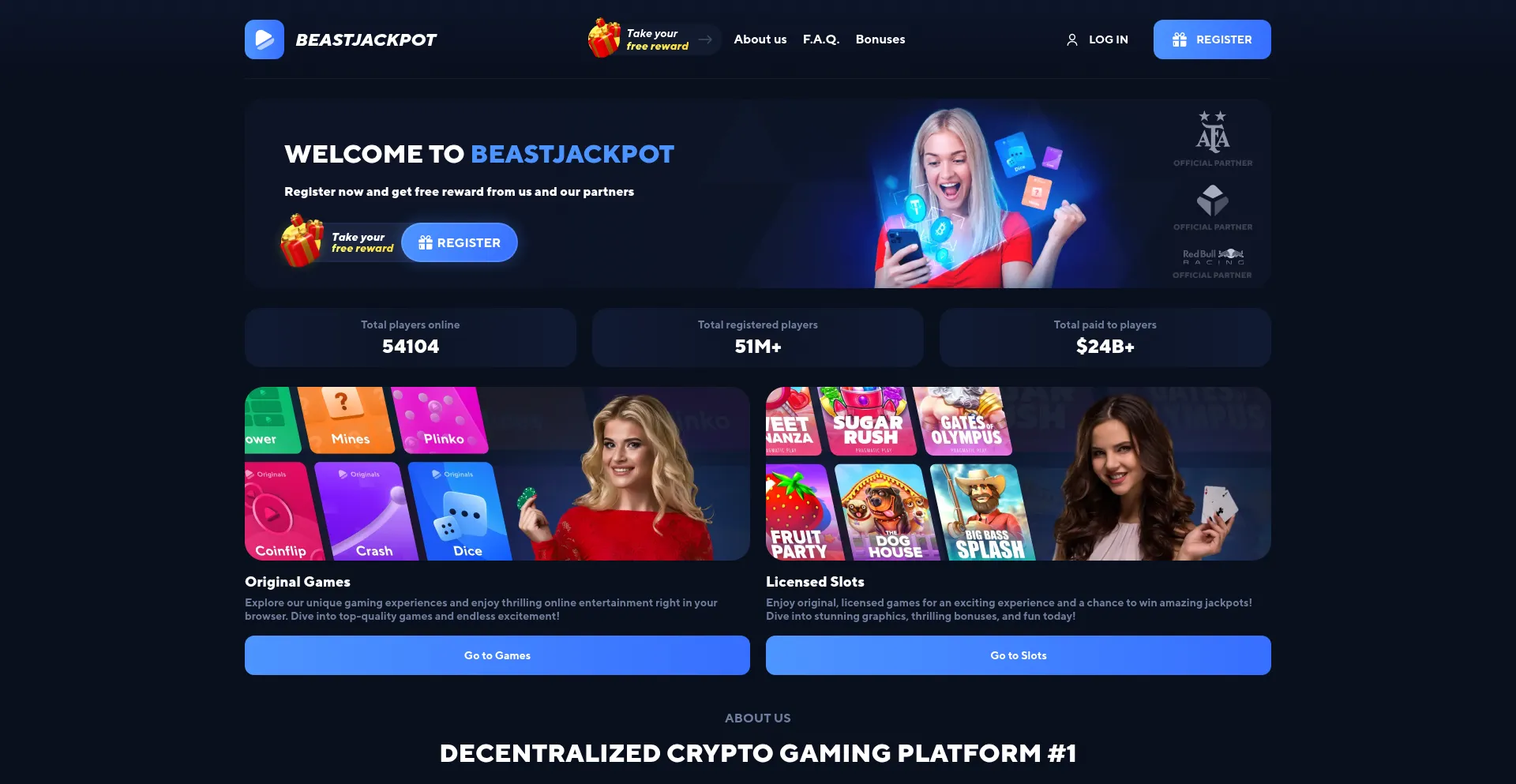 Website screenshot of Beastjackpot.com