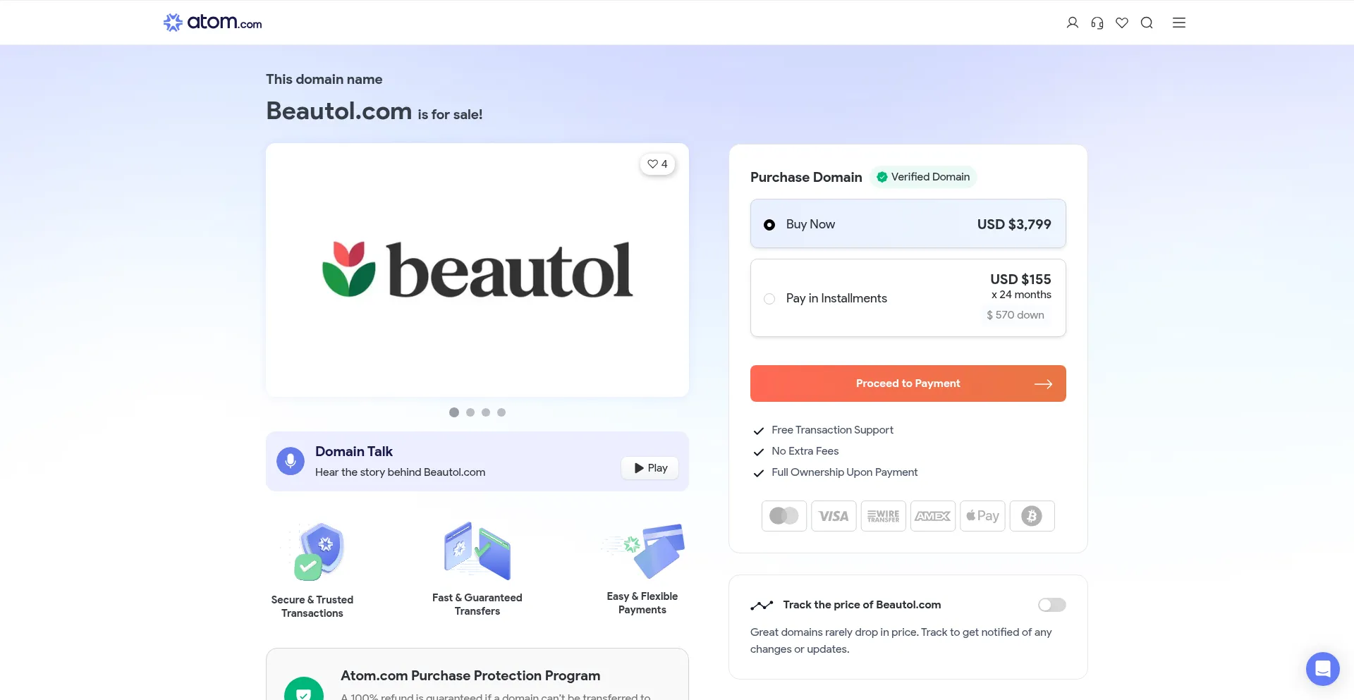 Website screenshot of Beautol.com