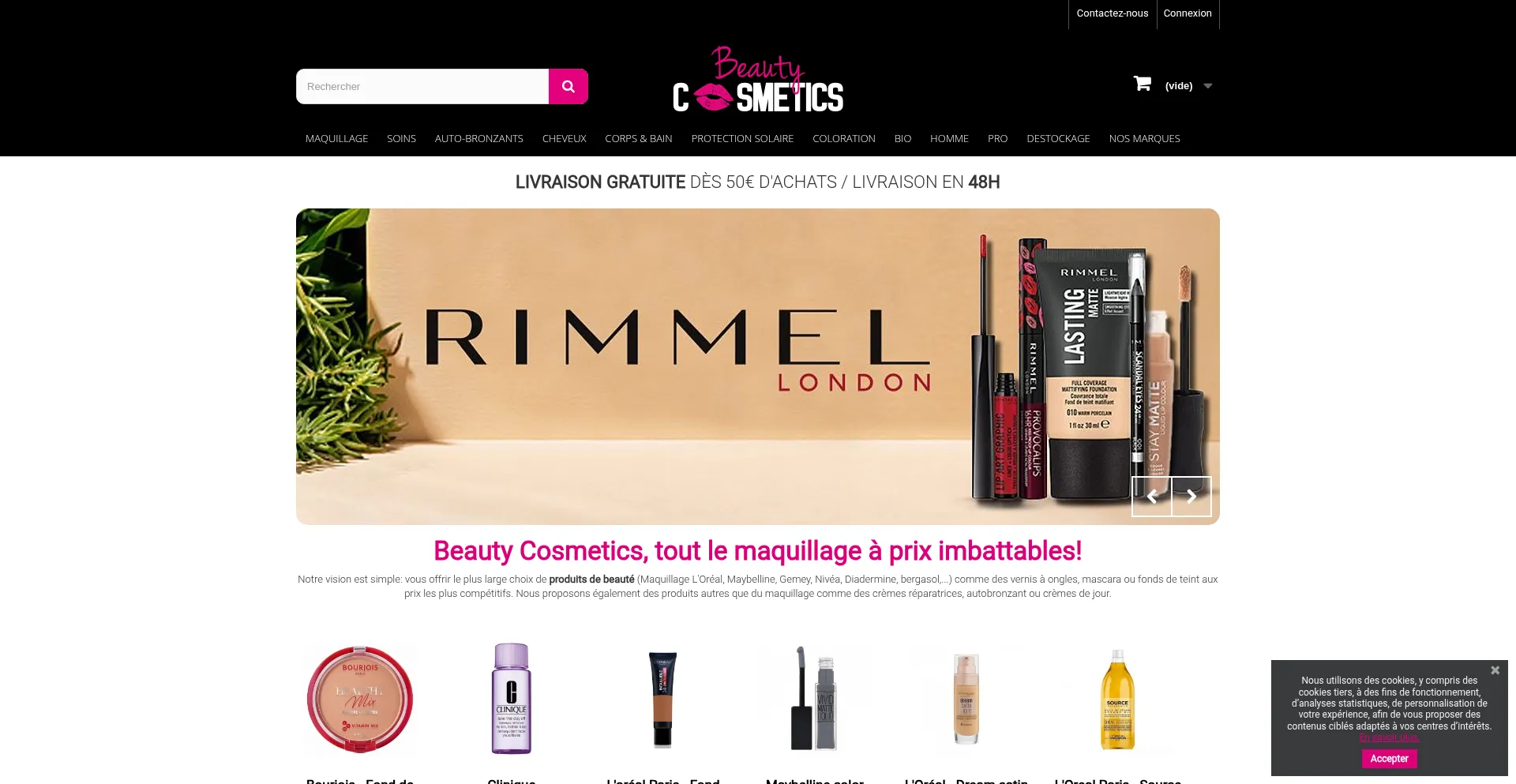 Website screenshot of Beautycosmetics.fr
