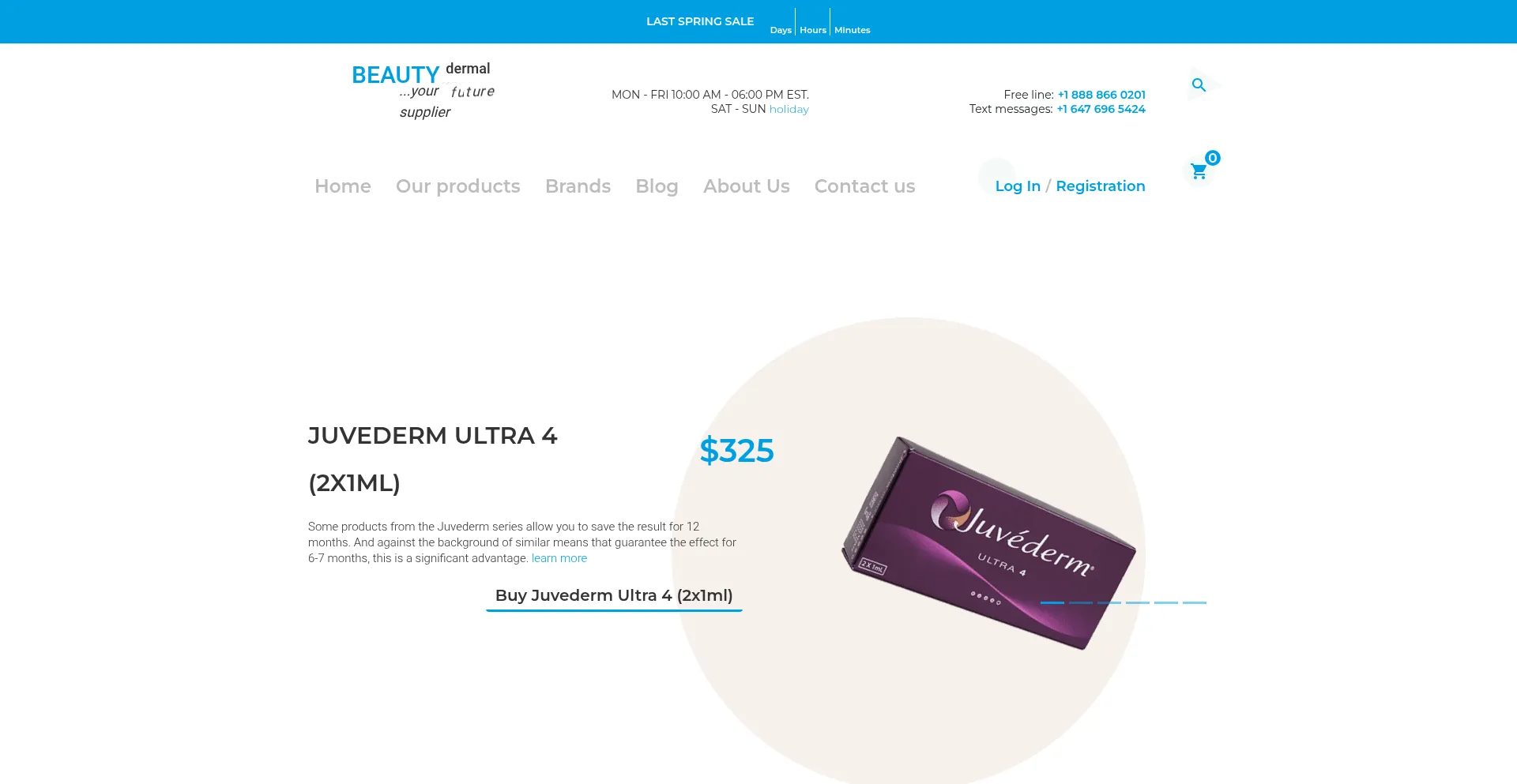 Website screenshot of Beautydermal.com