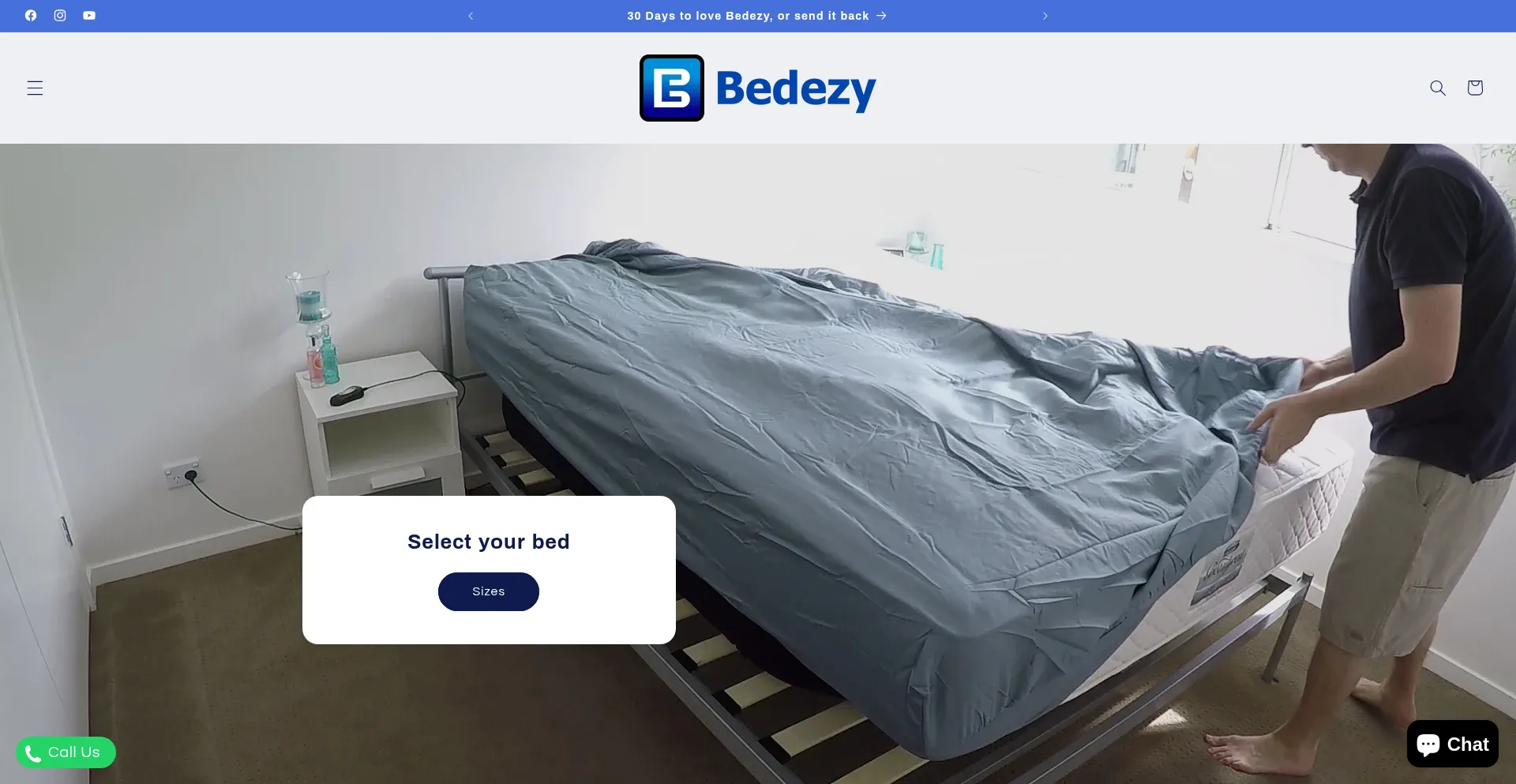Website screenshot of Bedezy.com.au