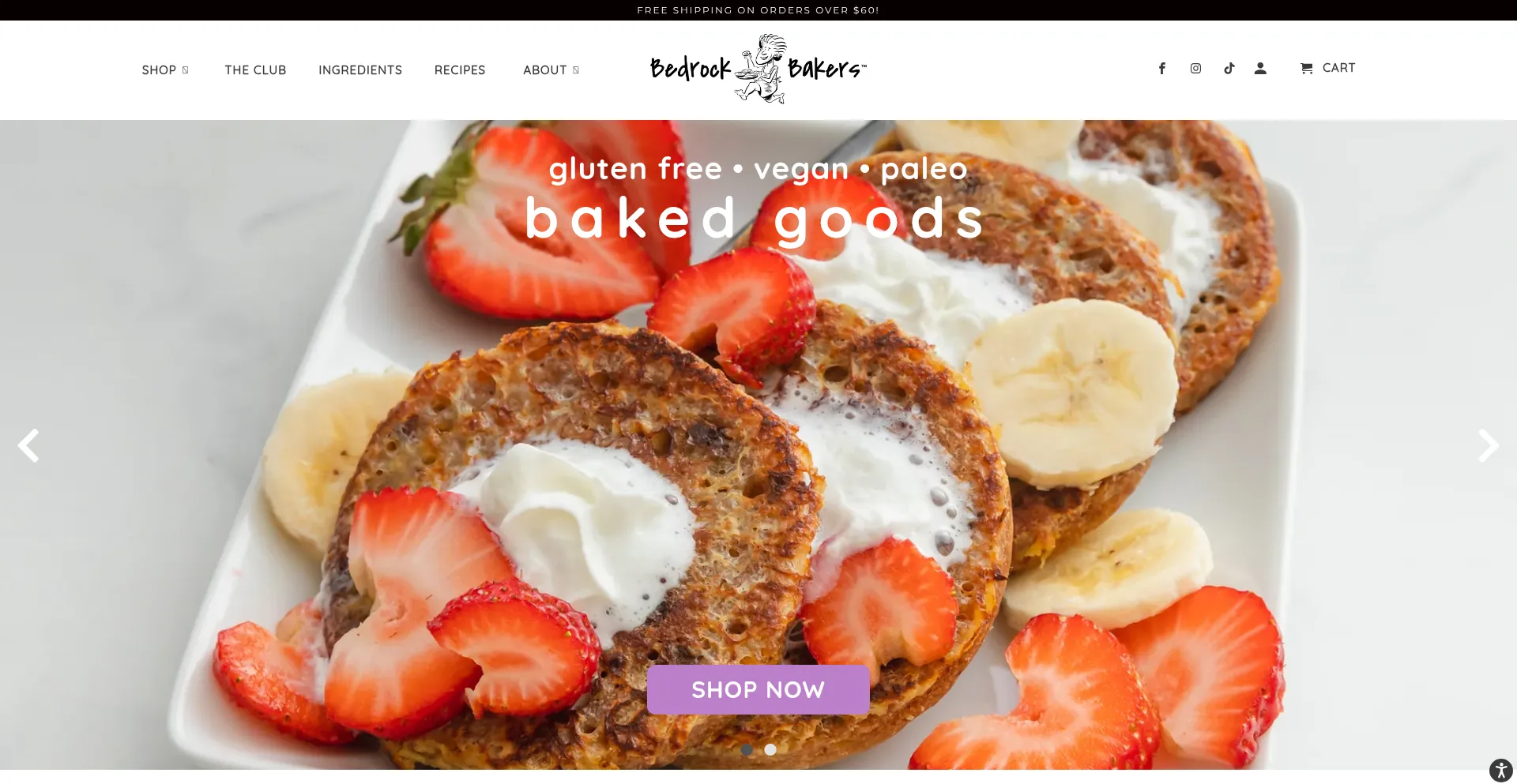Website screenshot of Bedrockbakers.com