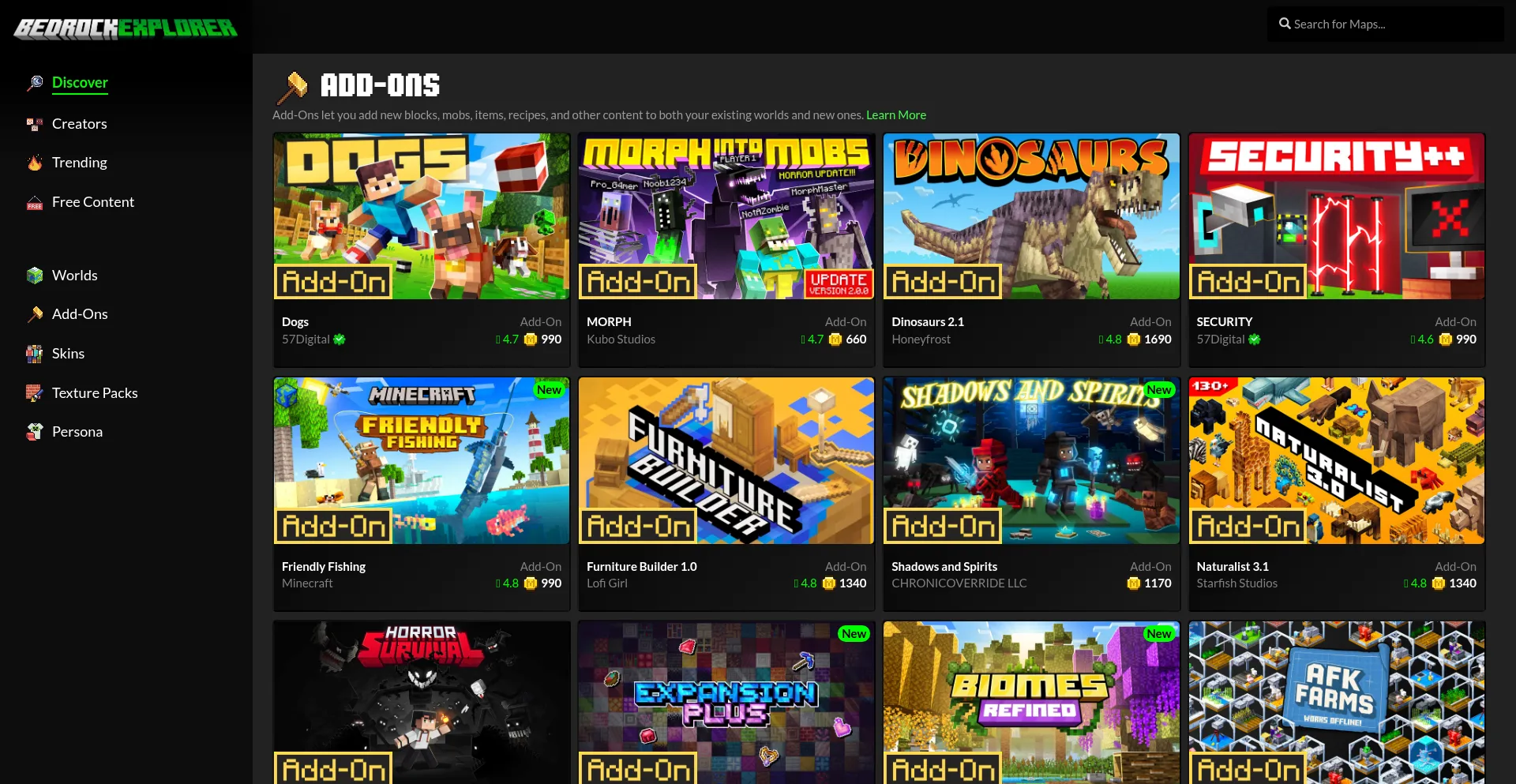Bedrockexplorer.com Screenshot