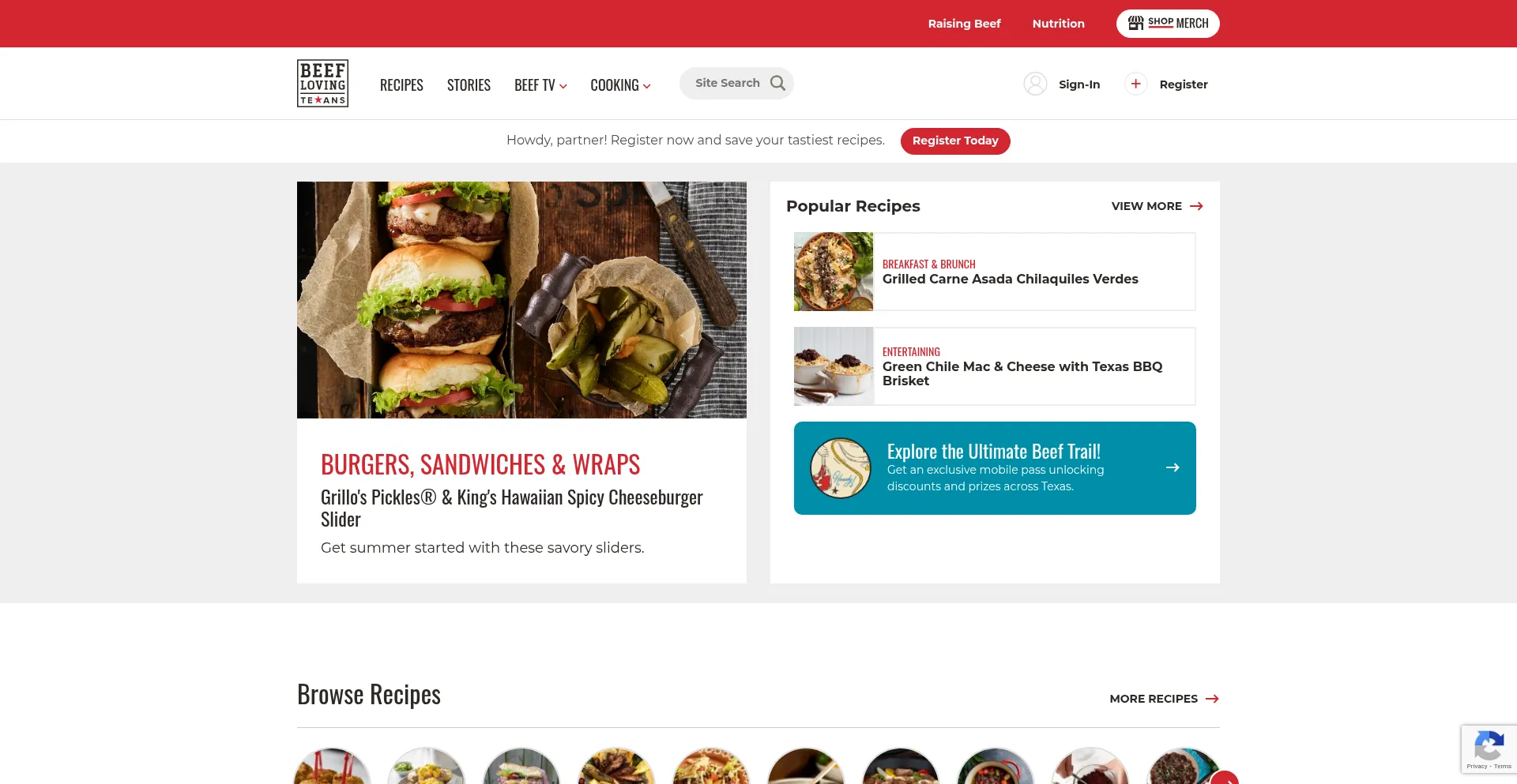 Website screenshot of Beeflovingtexans.com