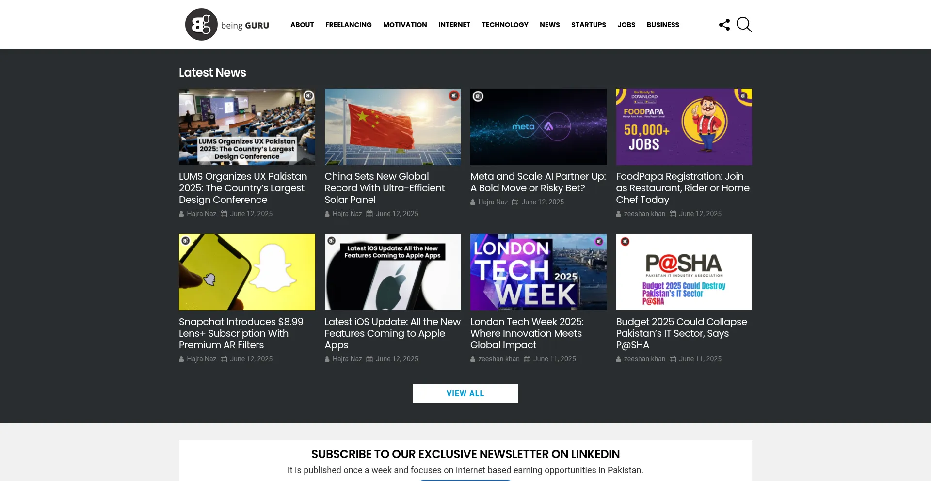 Website screenshot of Beingguru.com
