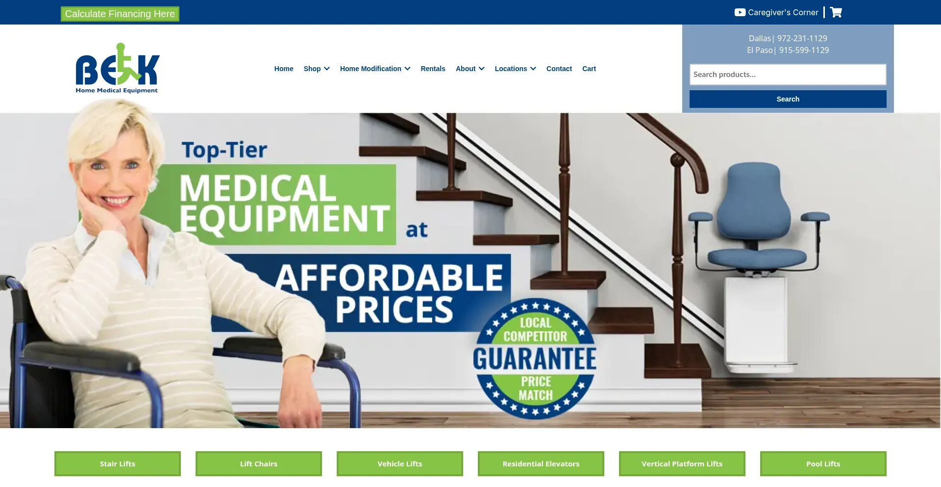 Website screenshot of Bekmedical.com