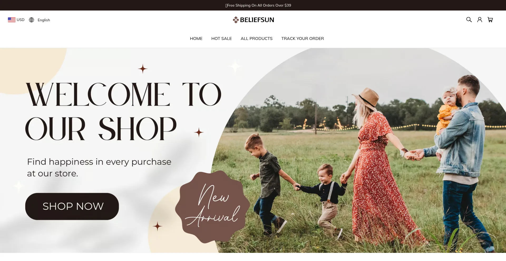 Website screenshot of Beliefsun.com