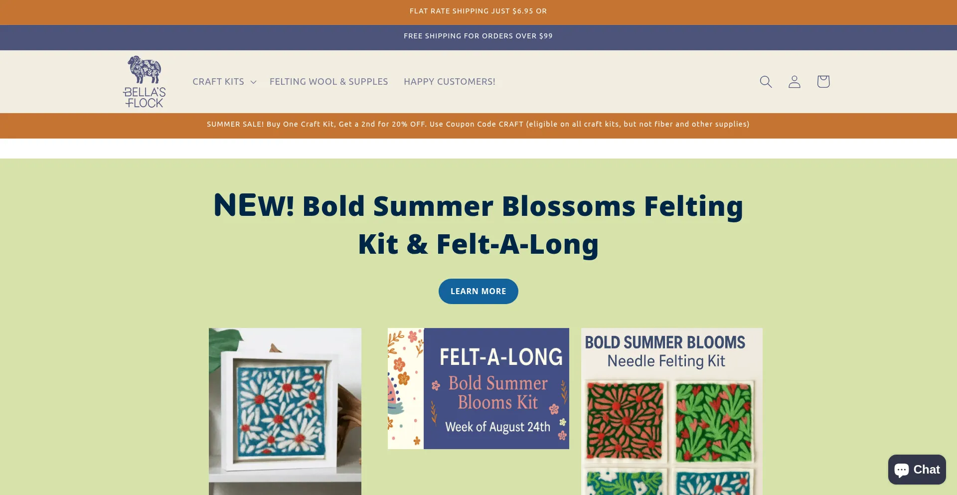 Website screenshot of Bellasflock.com