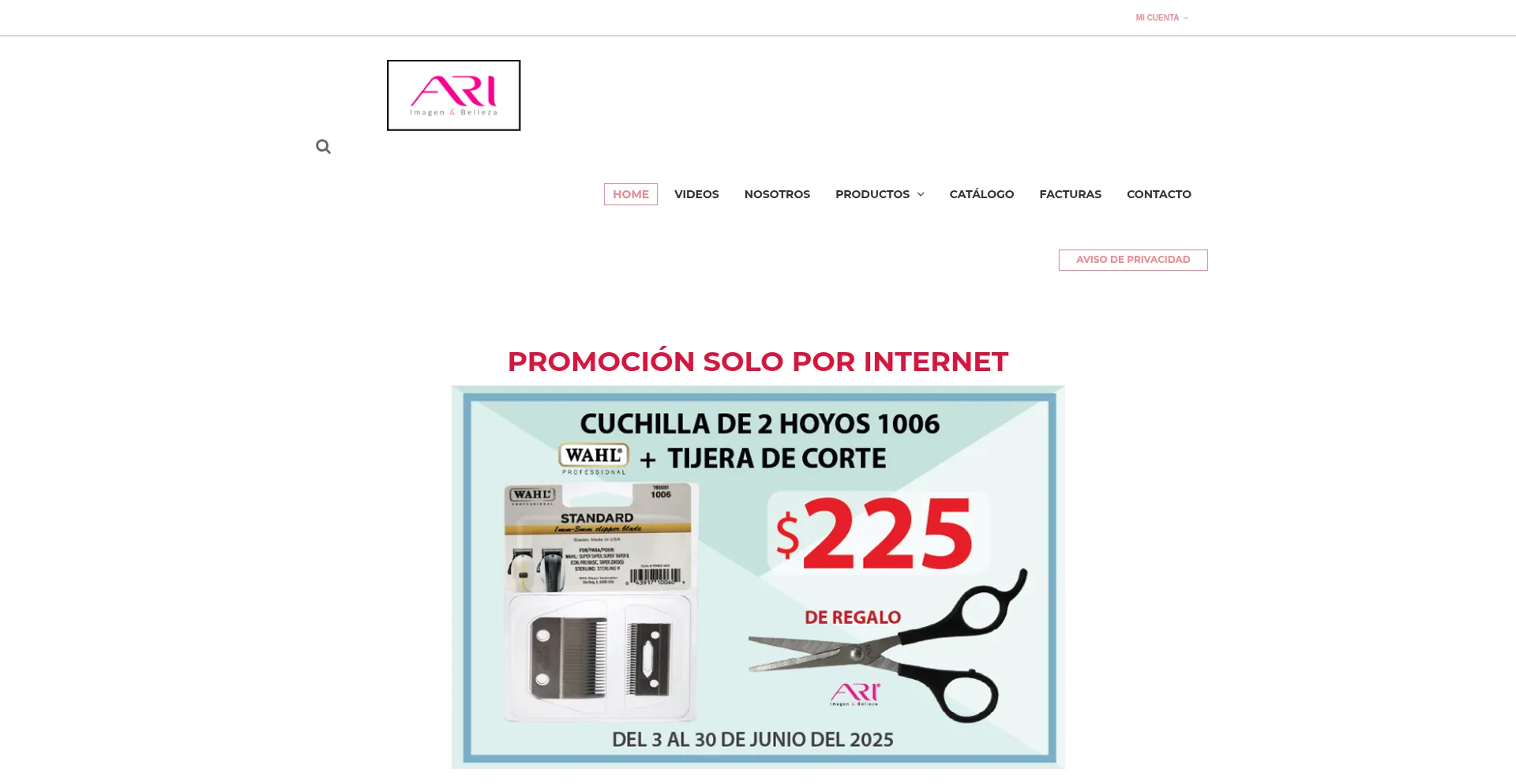 Website screenshot of Bellezaari.mx
