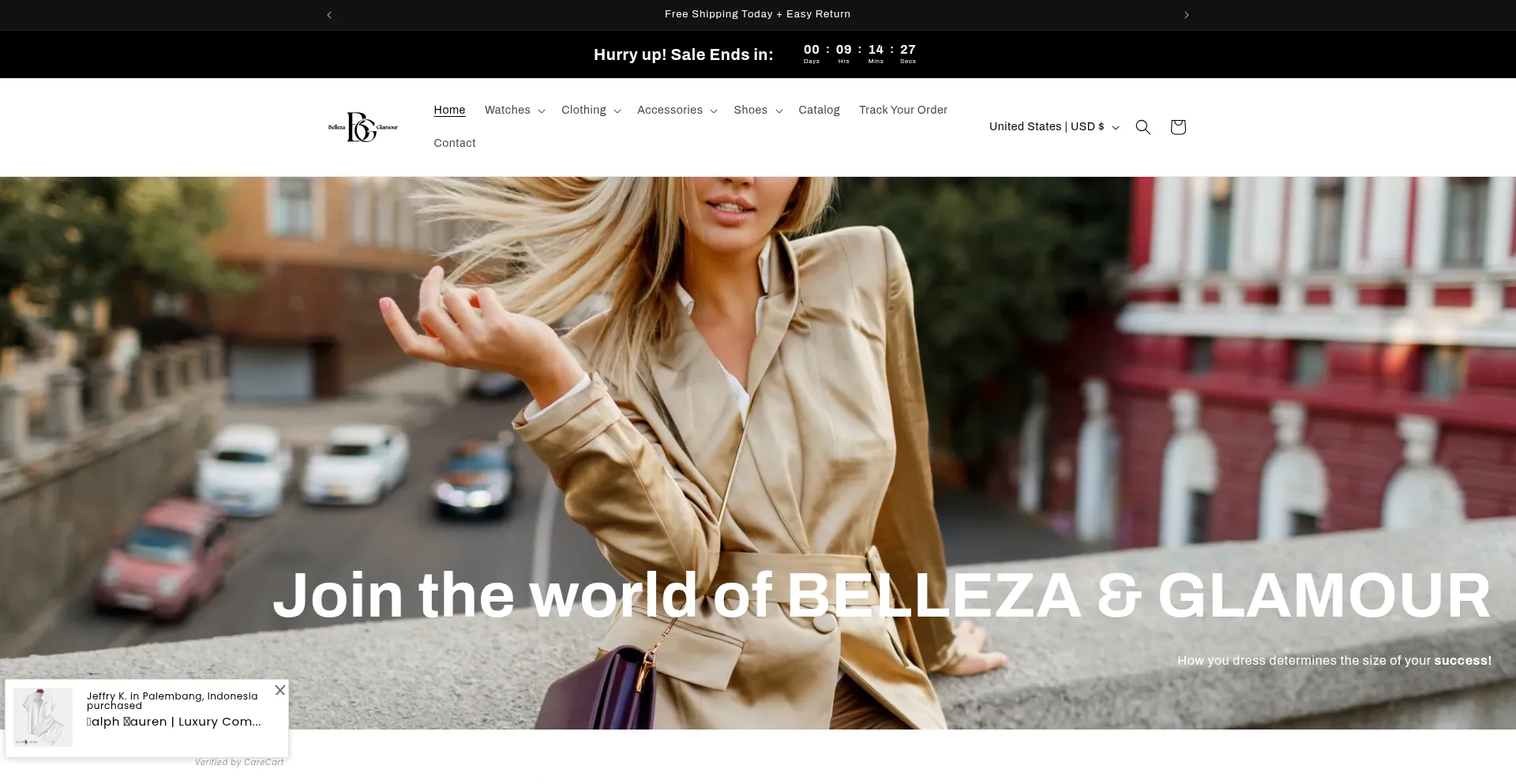 Website screenshot of Bellezaeglamour.com