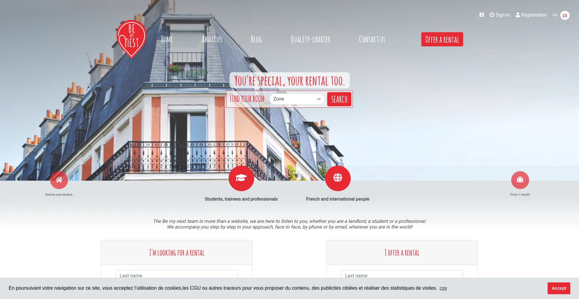 Website screenshot of Bemynest.com