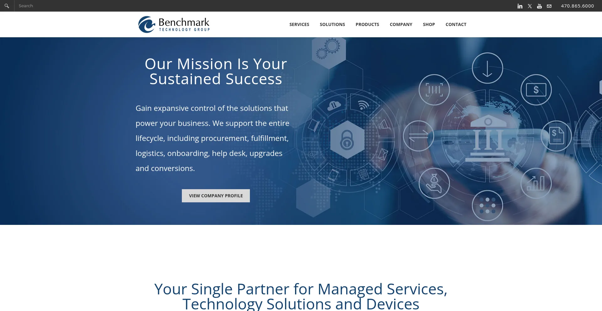Website screenshot of Benchmarktechnologygroup.com