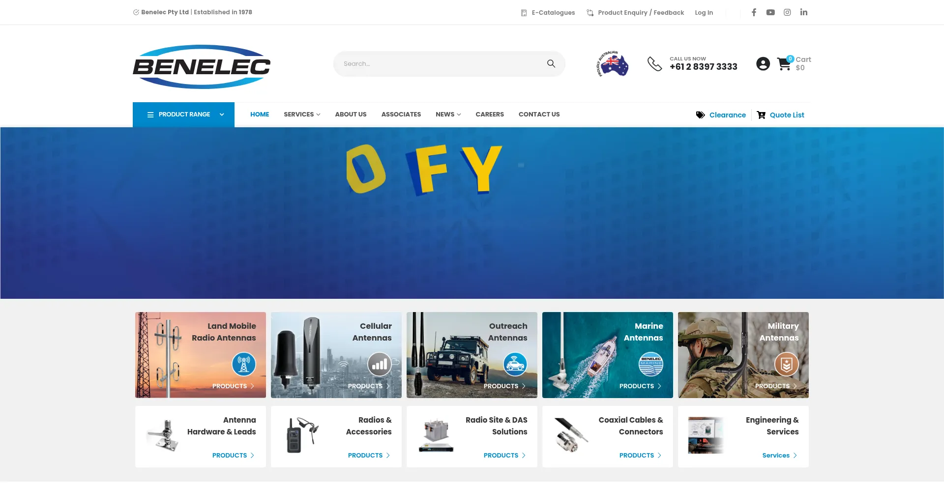 Website screenshot of Benelec.au