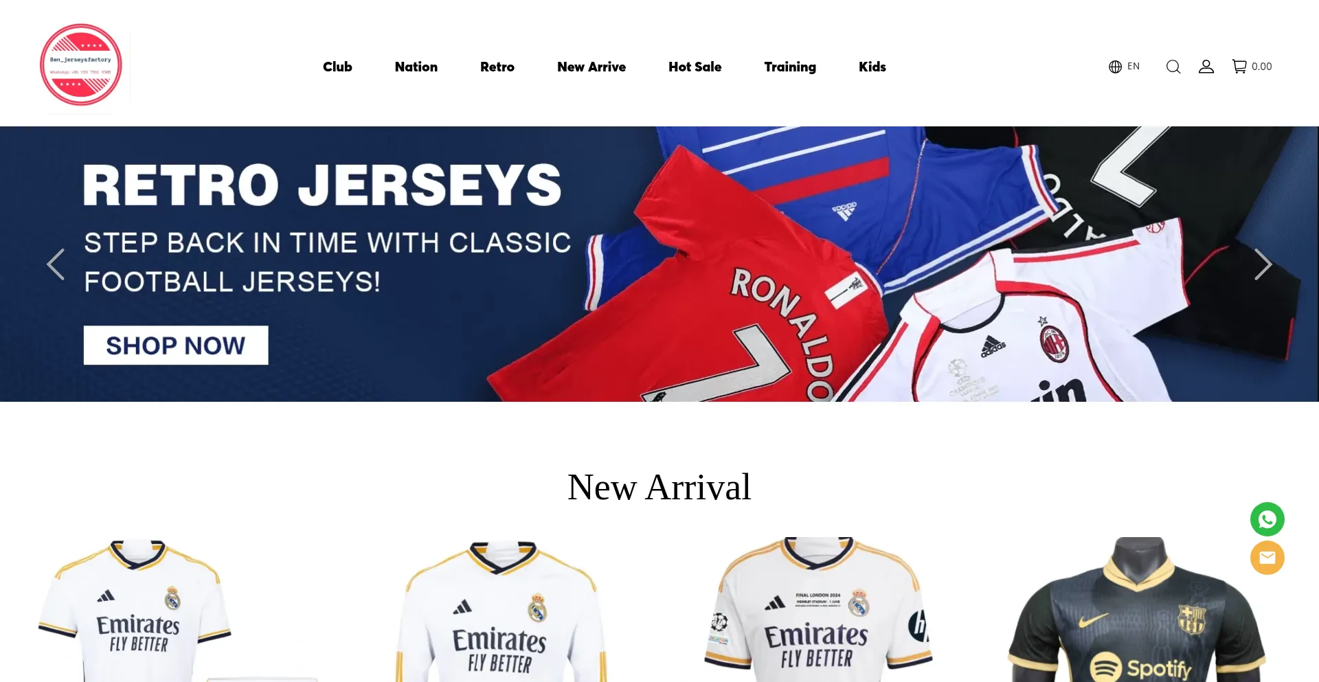 Website screenshot of Benjerseys.com