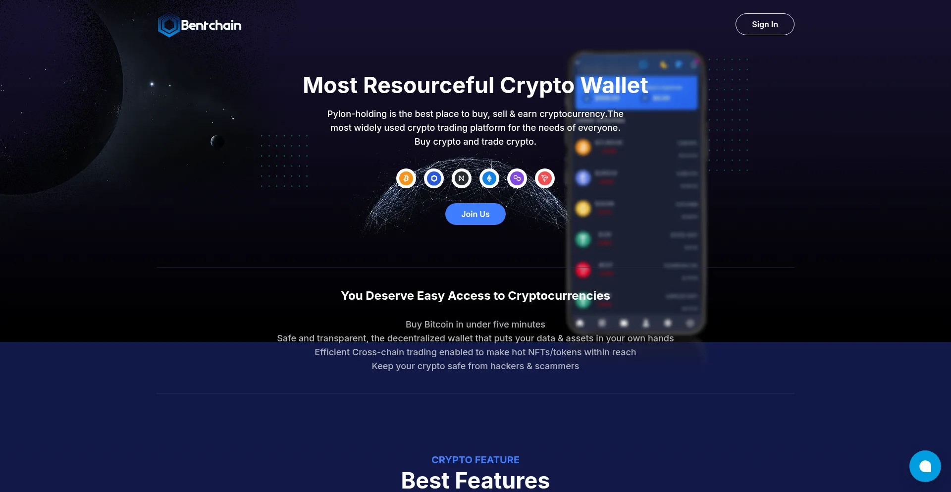 Website screenshot of Bentchain.com