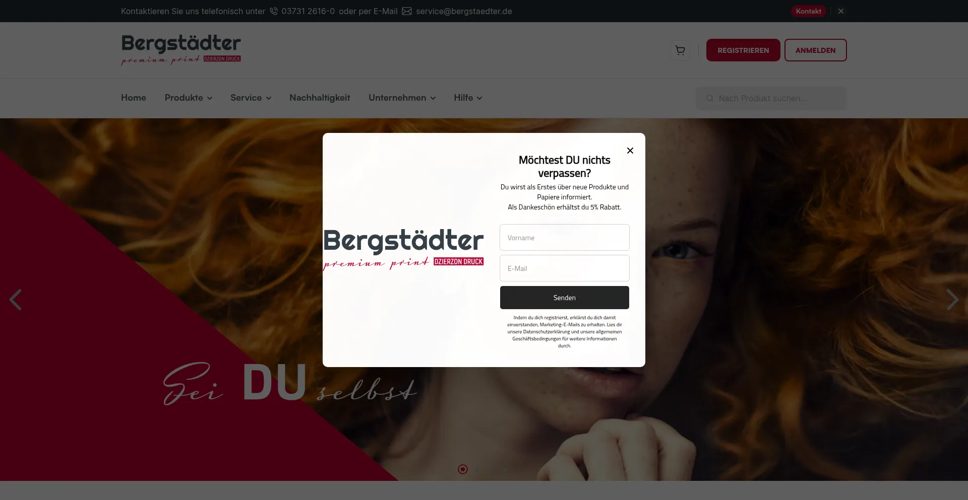Website screenshot of Bergstaedter.de