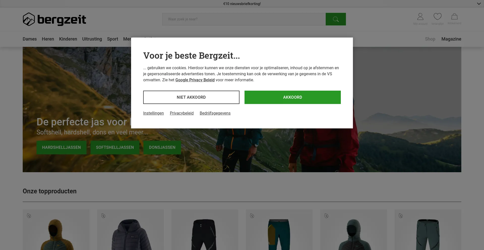 Website screenshot of Bergzeit.be