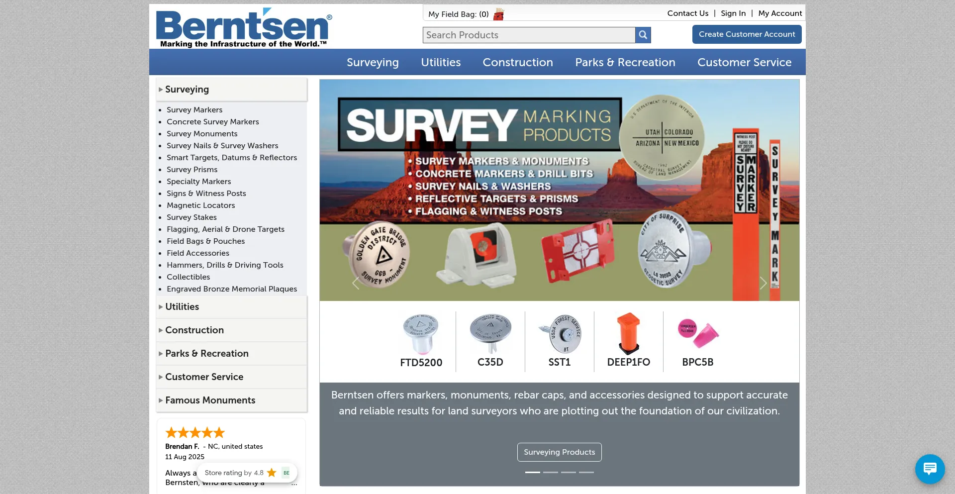 Website screenshot of Berntsen.com