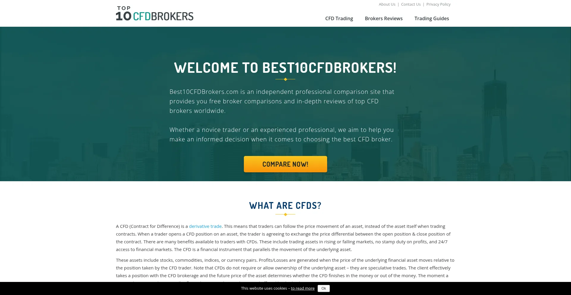 Website screenshot of Best10cfdbrokers.com
