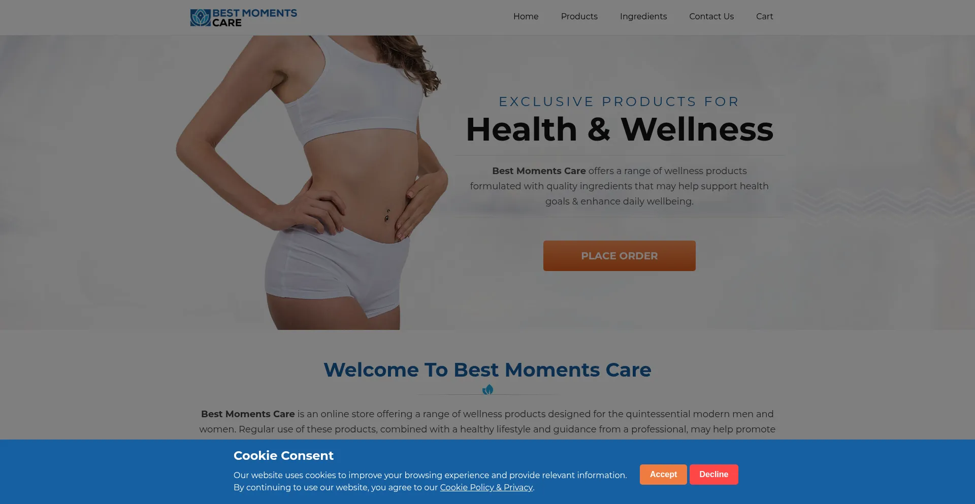 Website screenshot of Bestmomentscare.com
