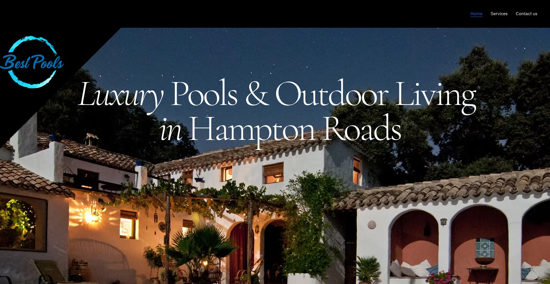 Website screenshot of Bestpoolsva.com
