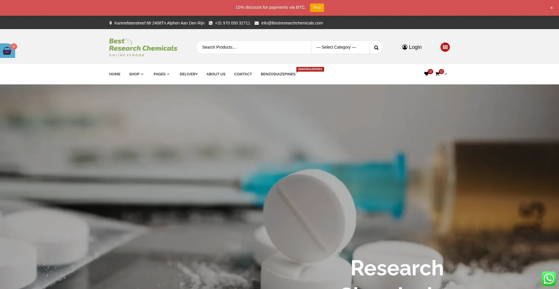 Website screenshot of Bestresearchemicals.com