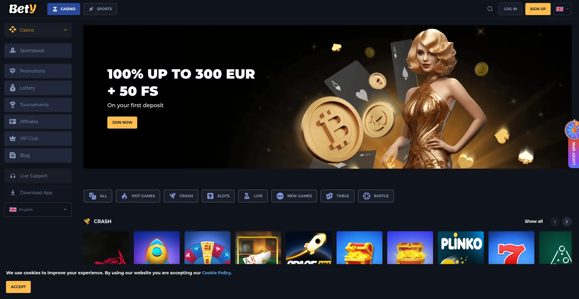 Website screenshot of Bet20.com