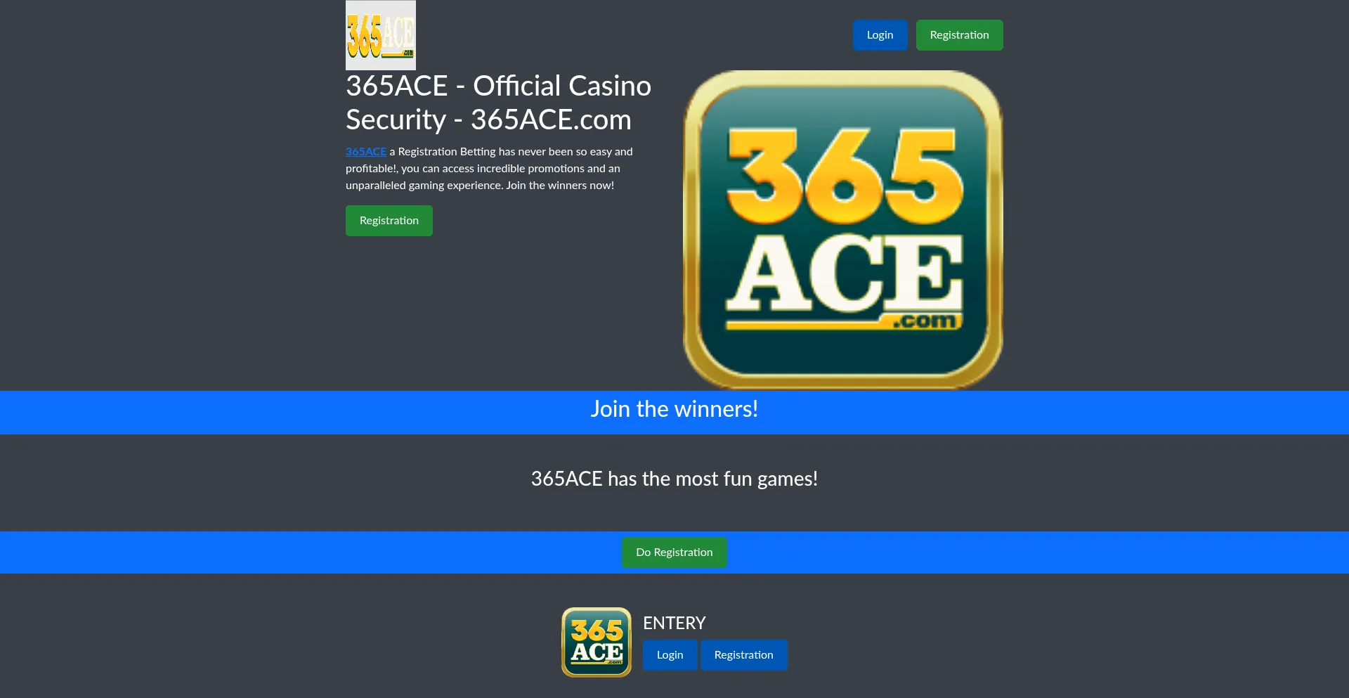 Website screenshot of Bet365ace.com