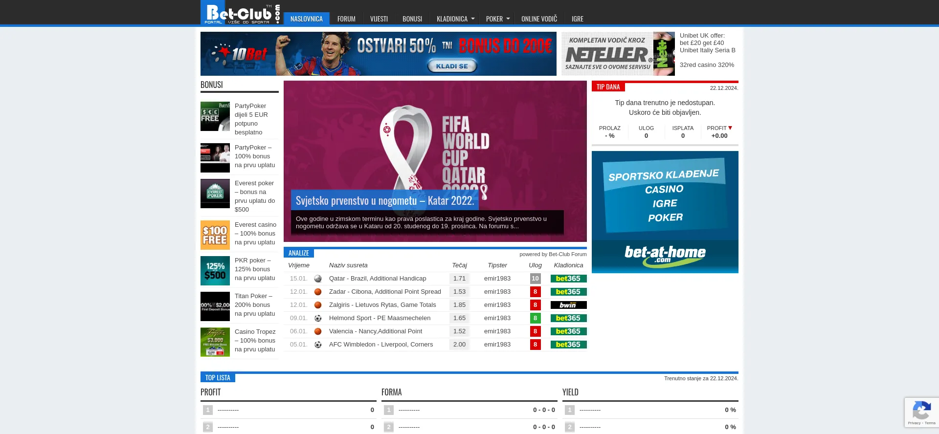Website screenshot of Bet-club.com