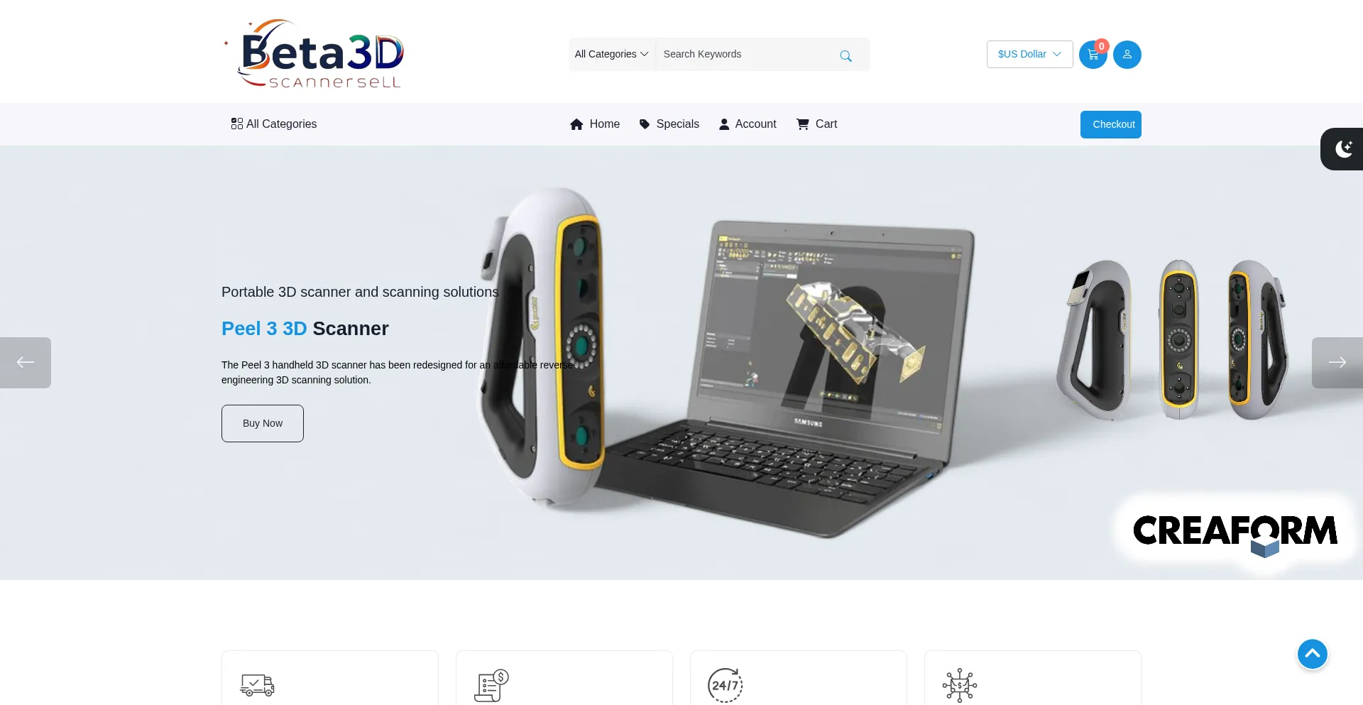 Website screenshot of Beta3dscannersell.com