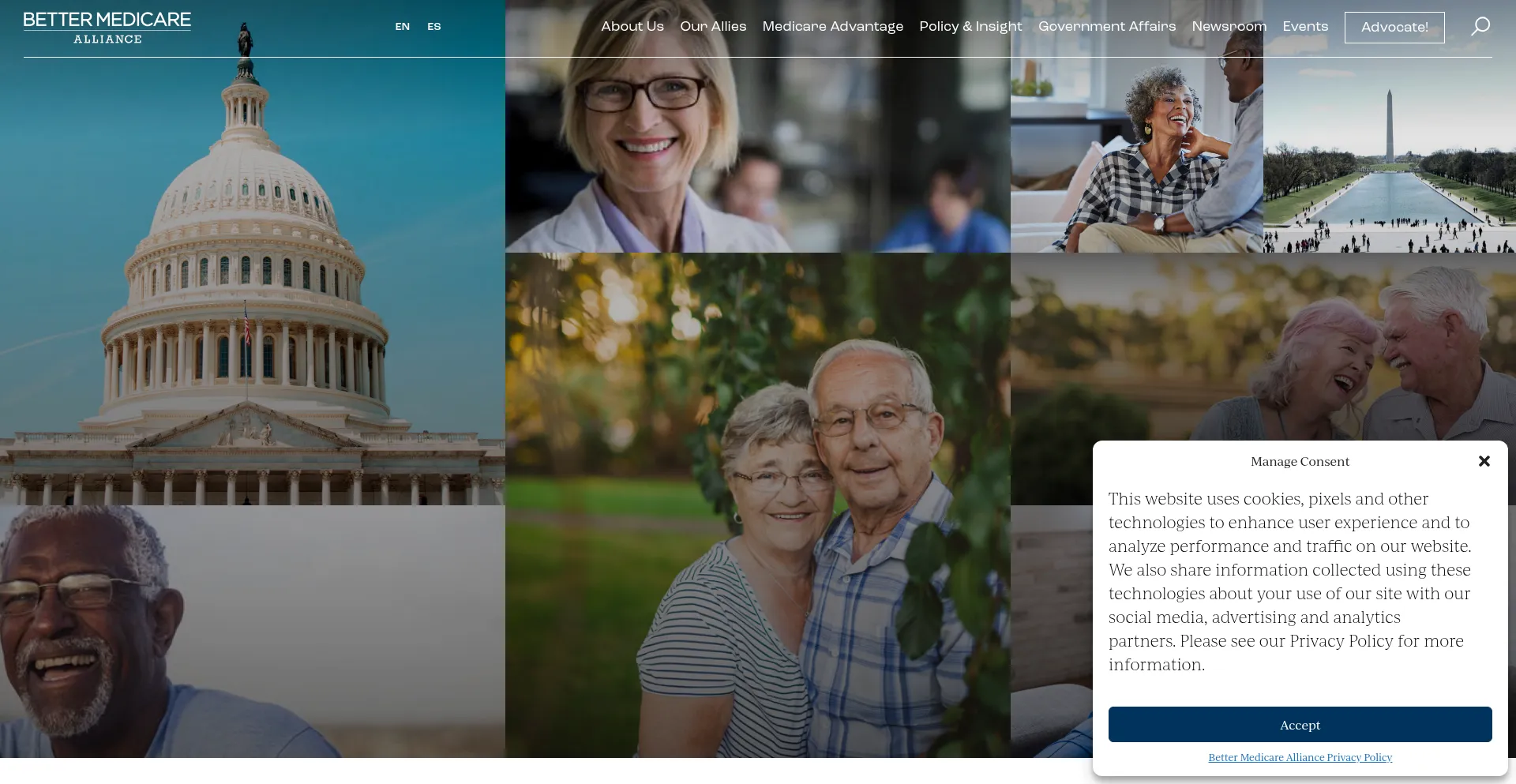 Website screenshot of Bettermedicarealliance.org