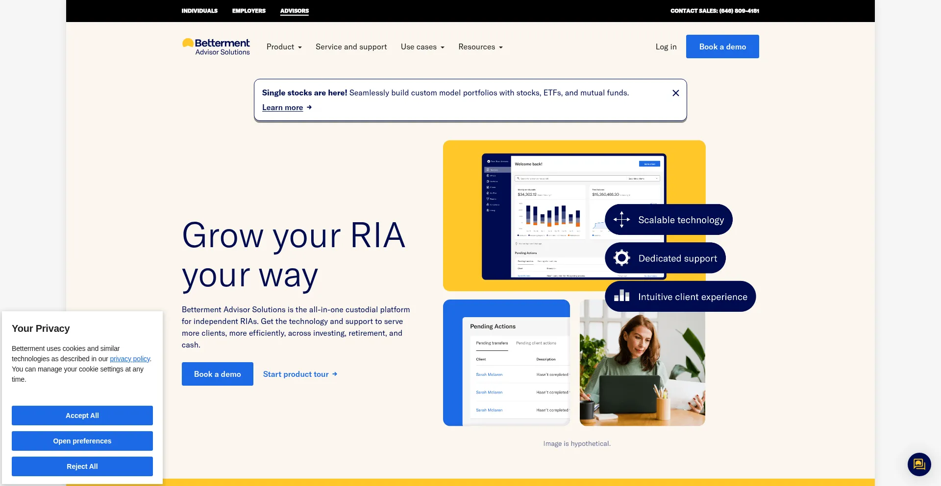 Website screenshot of Bettermentadvisorsolutions.com