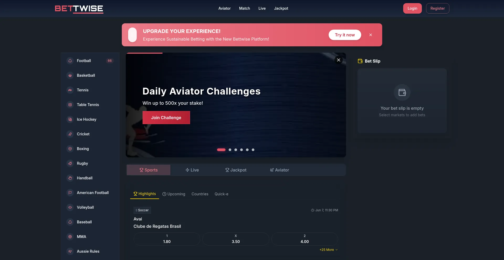 Website screenshot of Bettwise.co.ke