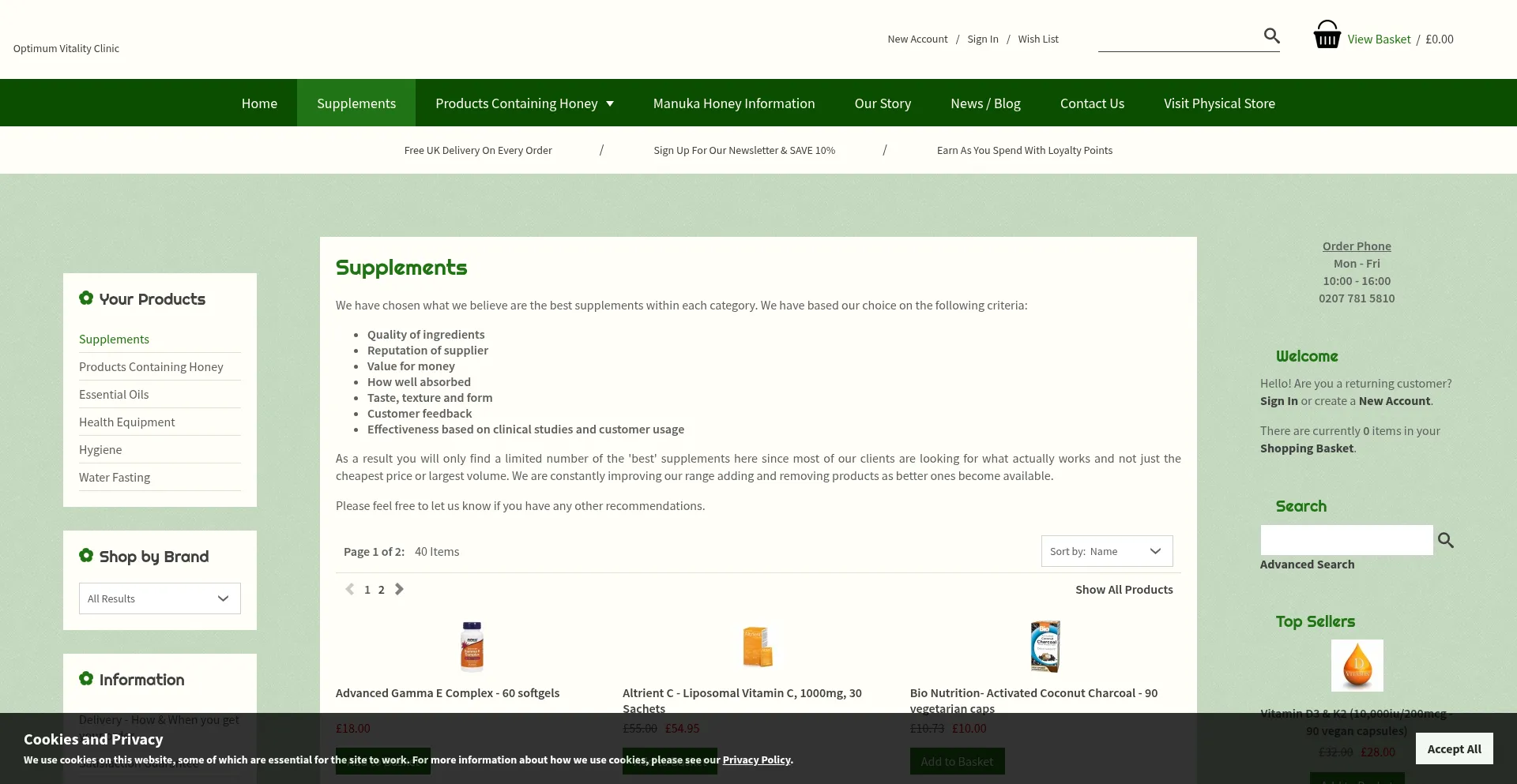 Website screenshot of Bevital.com