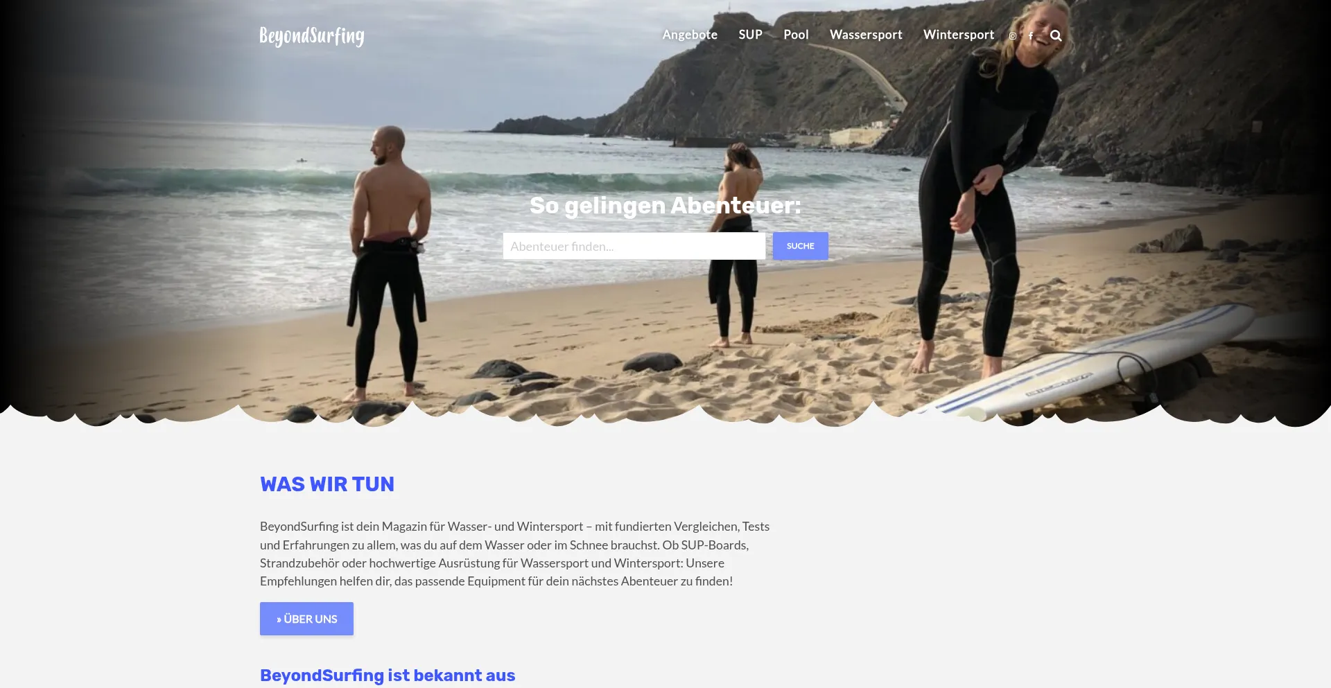 Website screenshot of Beyondsurfing.com