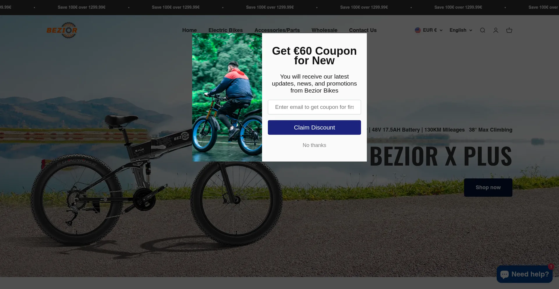 Website screenshot of Bezior.com
