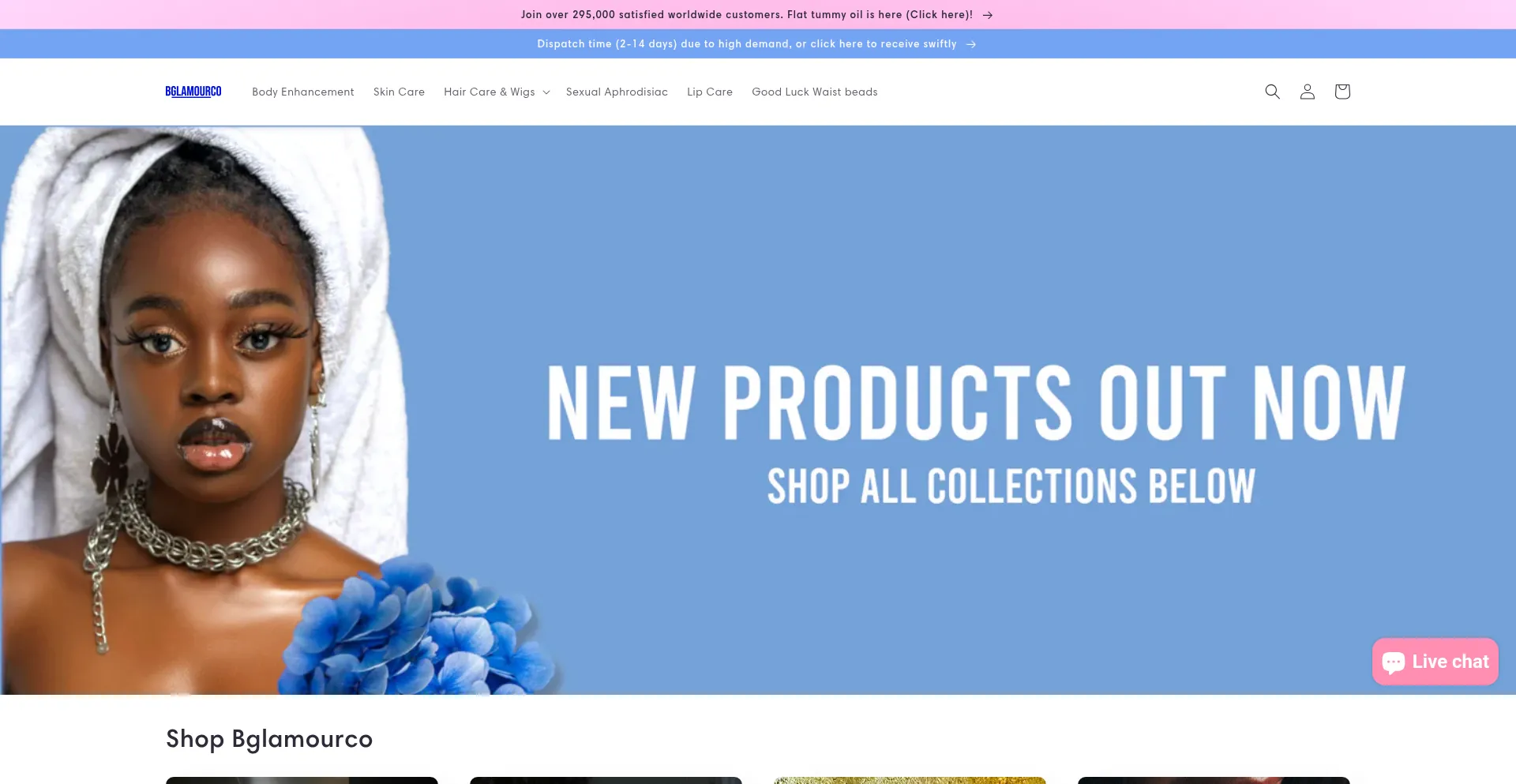 Website screenshot of Bglamourco.com
