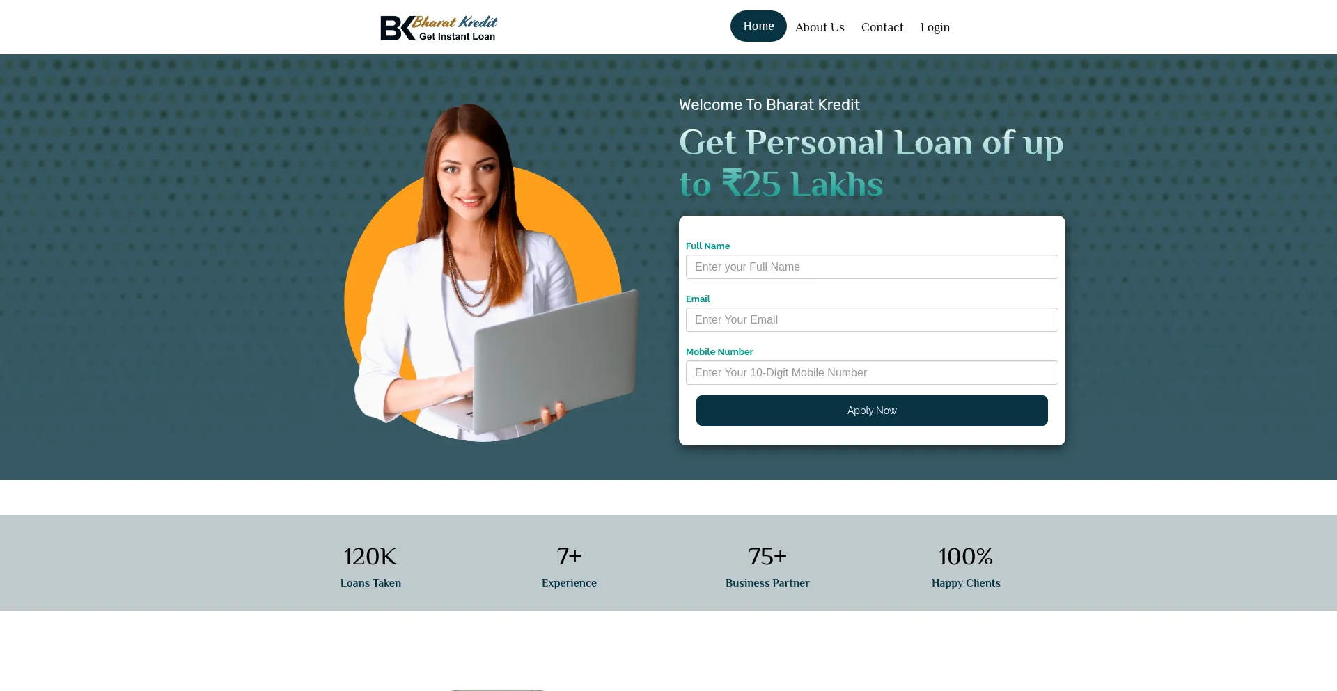 Website screenshot of Bharatkredit.com