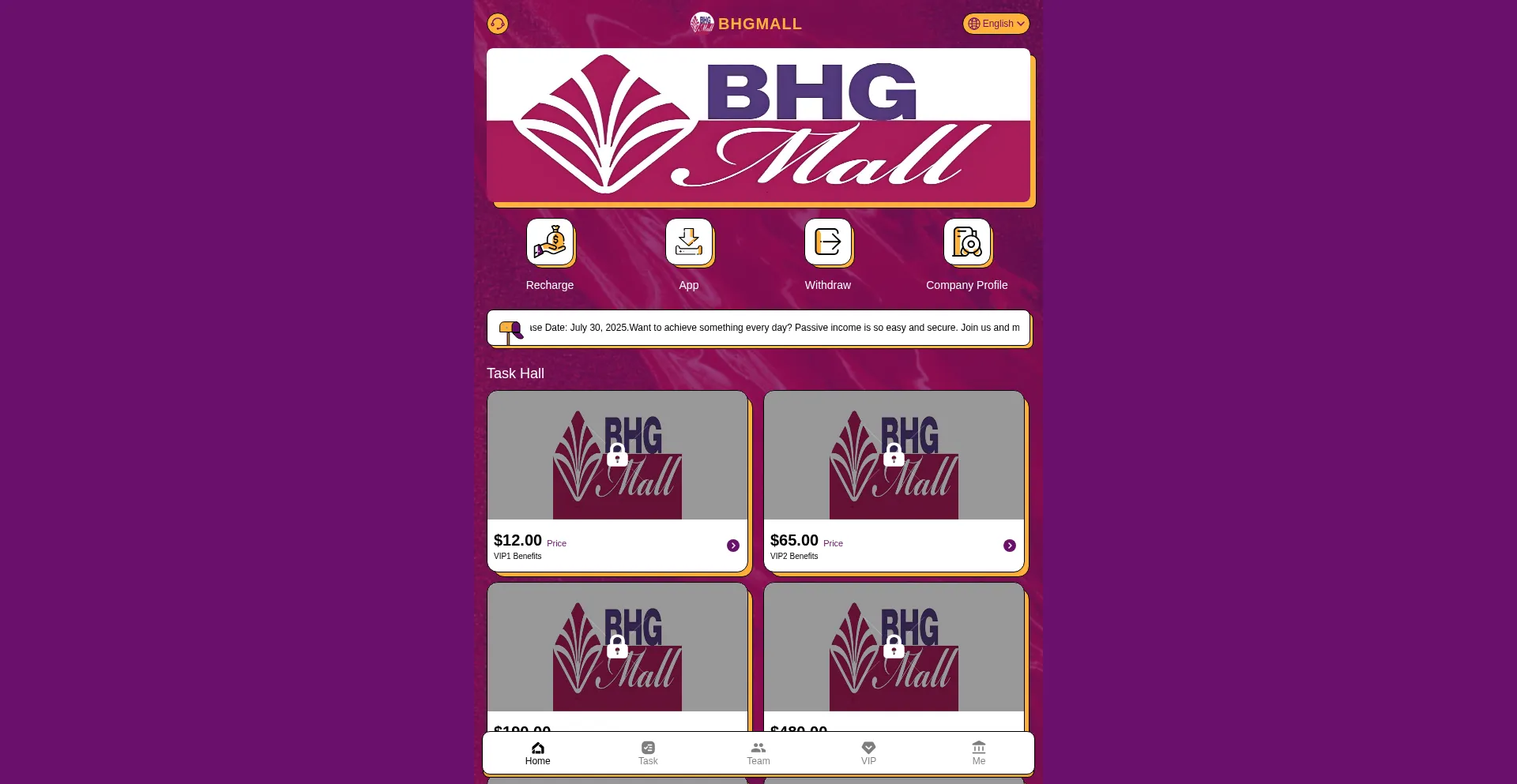 Website screenshot of Bhgmall.top