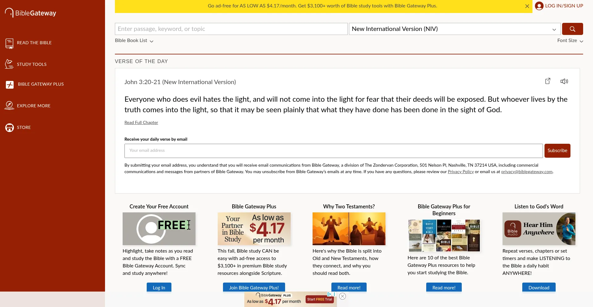 Biblegateway.com Screenshot