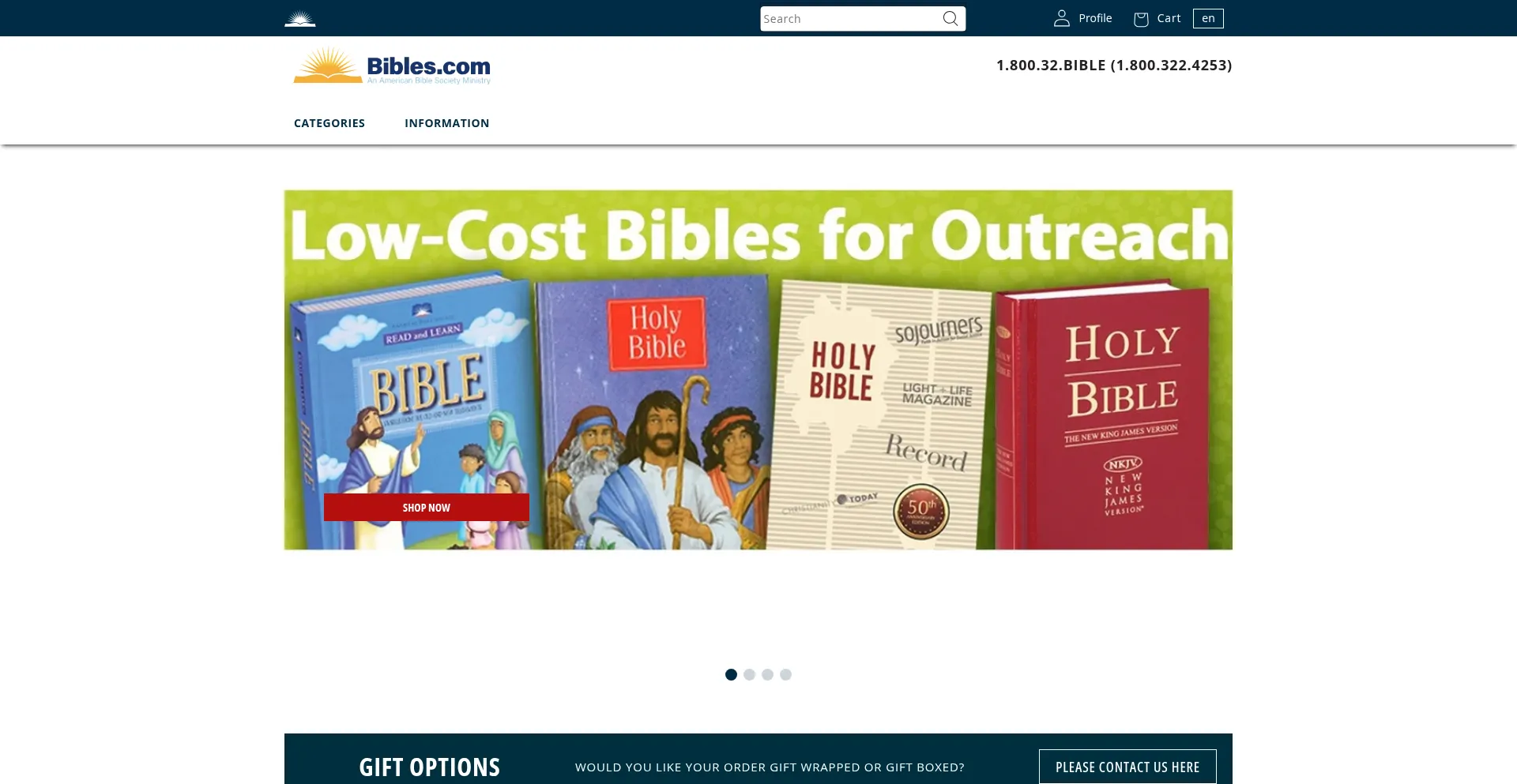 Website screenshot of Bibles.com
