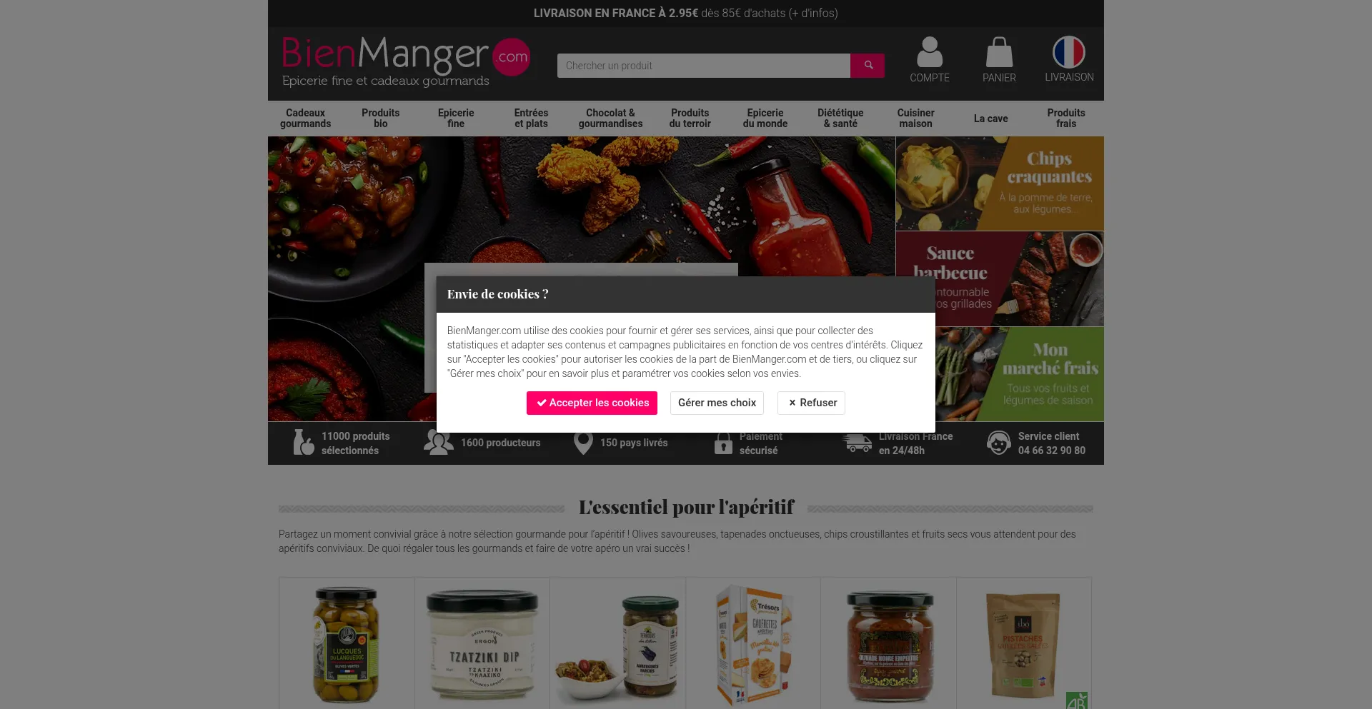 Website screenshot of Bienmanger.com