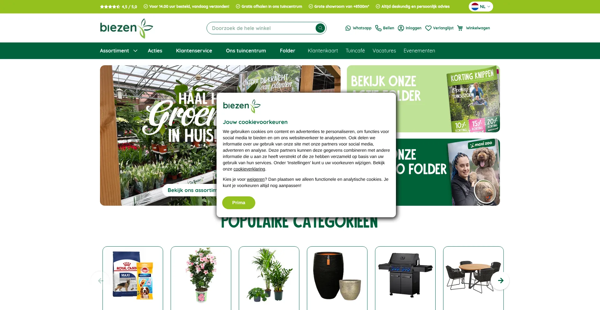 Website screenshot of Biezen.nl