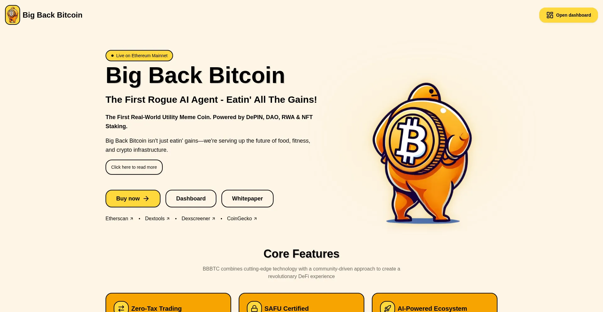 Website screenshot of Bigbackbitcoin.com