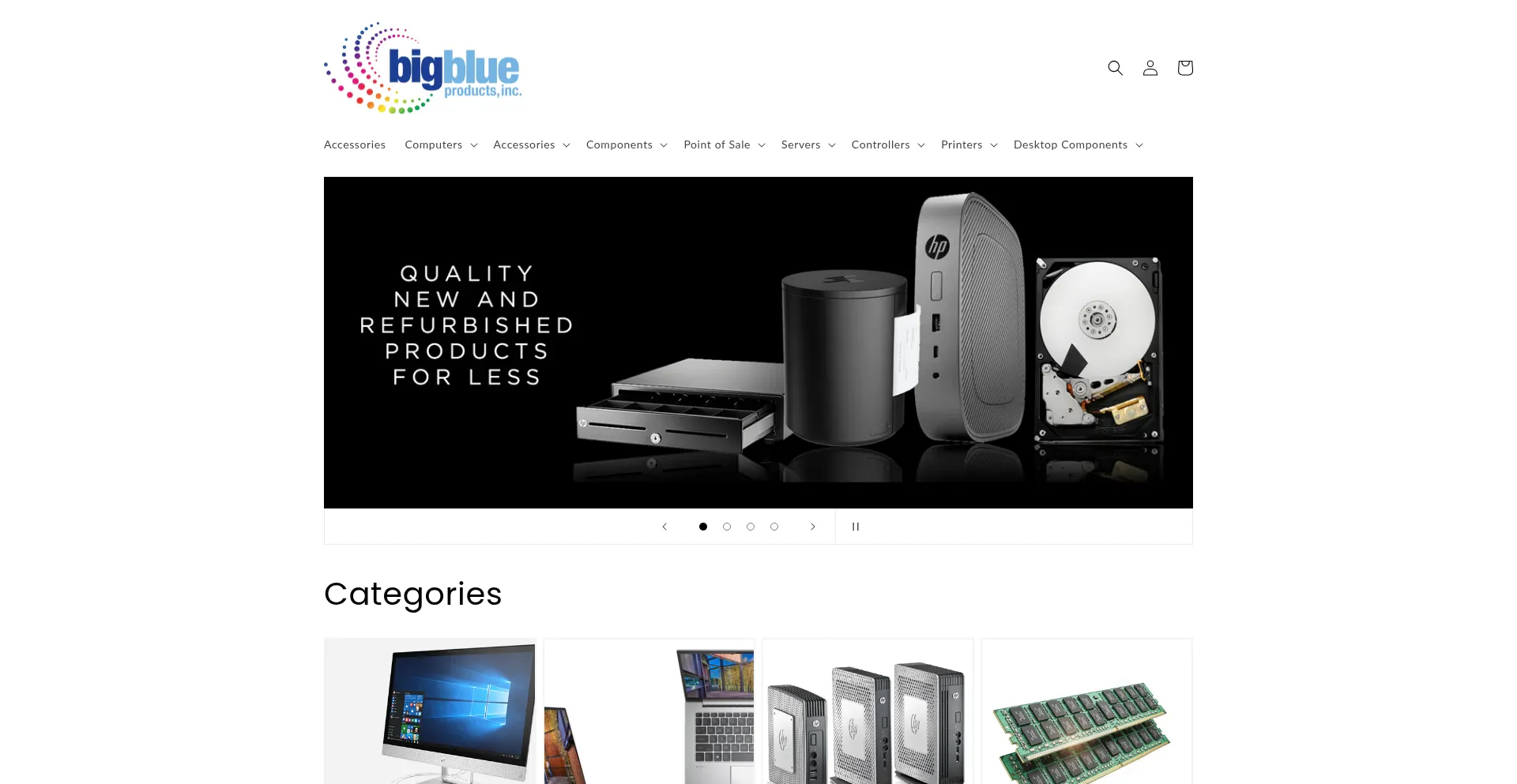 Website screenshot of Bigblueonline.com
