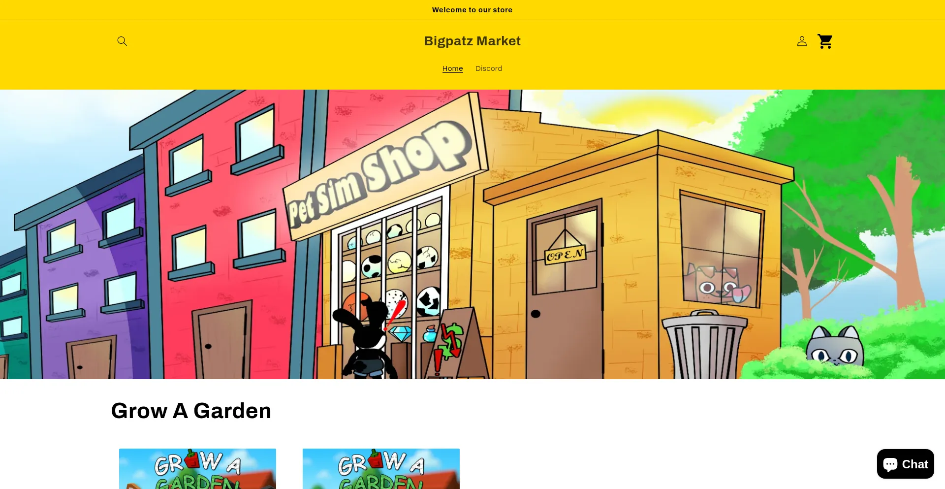 Website screenshot of Bigpatzmarket.com
