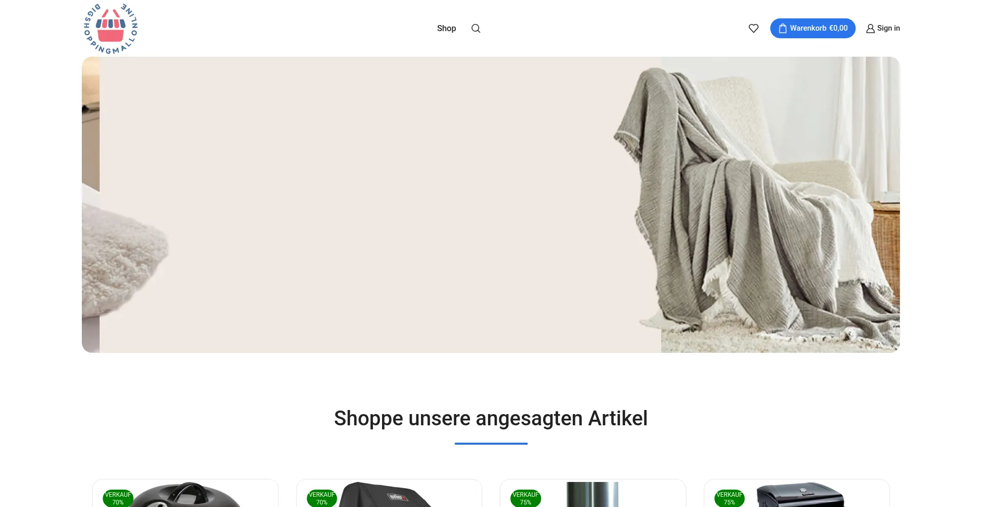 Website screenshot of Bigshoppingmallonline.com