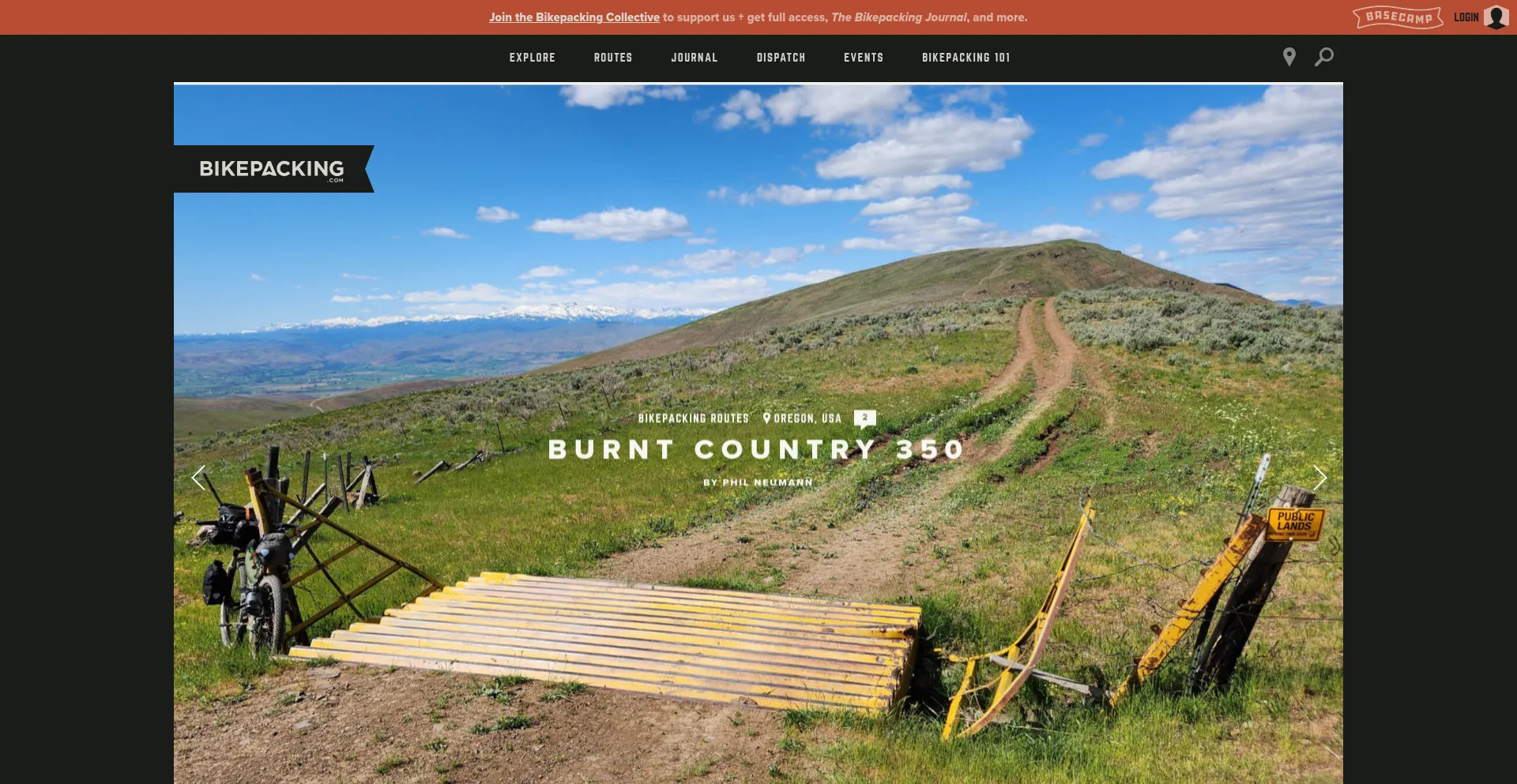 Website screenshot of Bikepacking.com